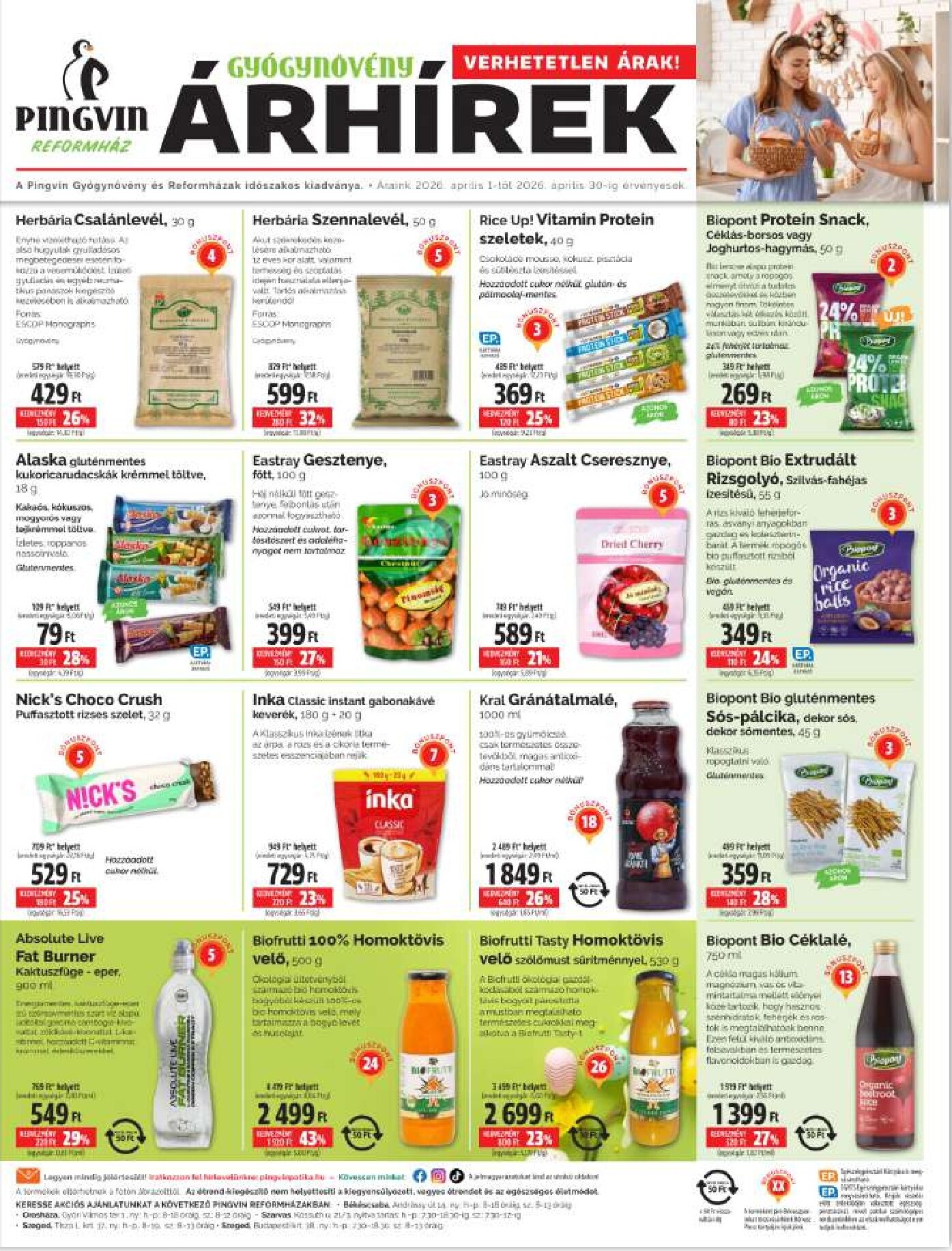 pingvin-patika - Aktuális Pingvin Patika - Reformház Árhírek szórólap érvényes szerdától 2026.04.01.-től csütörtöktől 2026.04.30.-ig