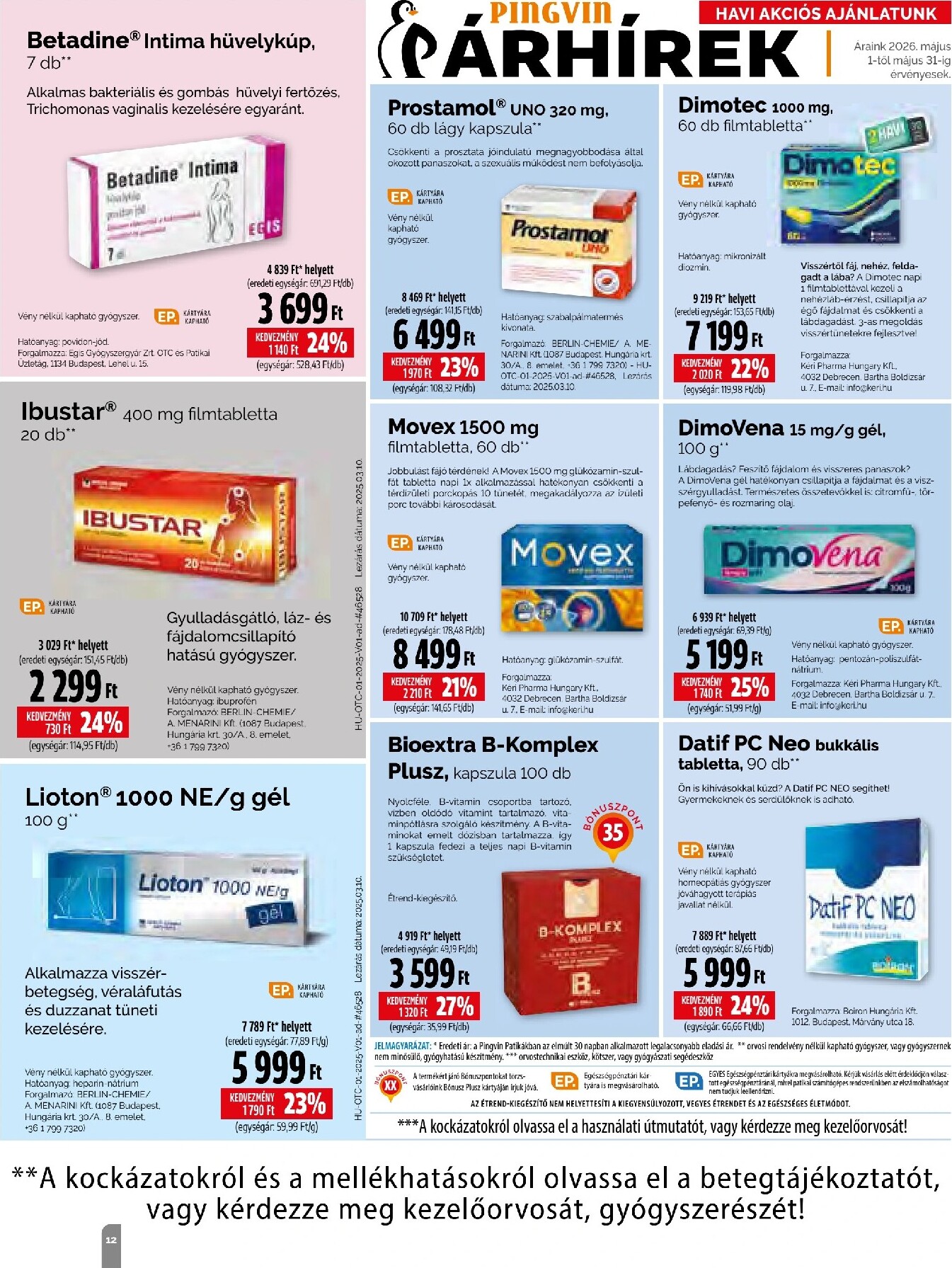 pingvin-patika - Aktuális Pingvin Patika - Magazin szórólap érvényes péntektől 2026.05.01.-től vasárnaptól 2026.05.31.-ig - page: 12