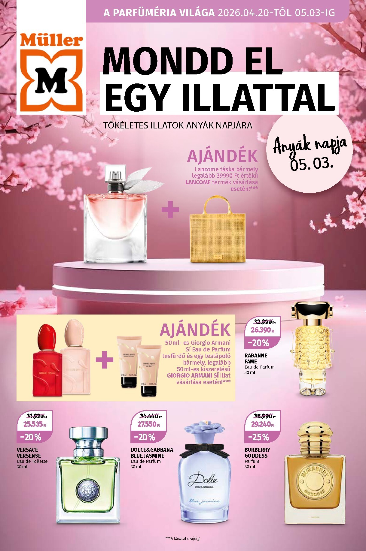 muller - Müller - A Parfüméria világa hirdetmény a következő hétre hétfőtől 2026.04.20.-tól vasárnaptól 2026.05.03.-ig