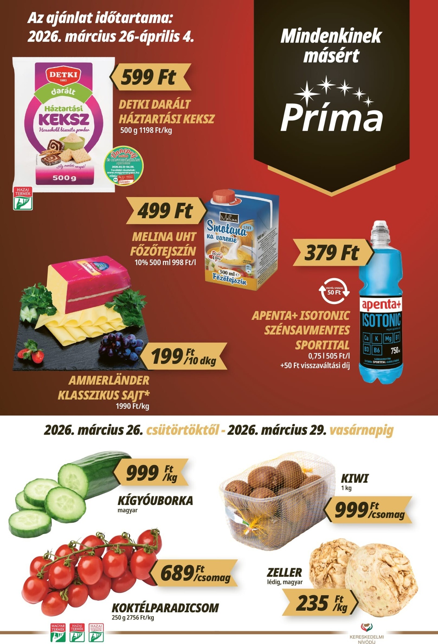 prima - Príma akciós újság, érvényes 2026.03.26. - 2026.04.04. - page: 1