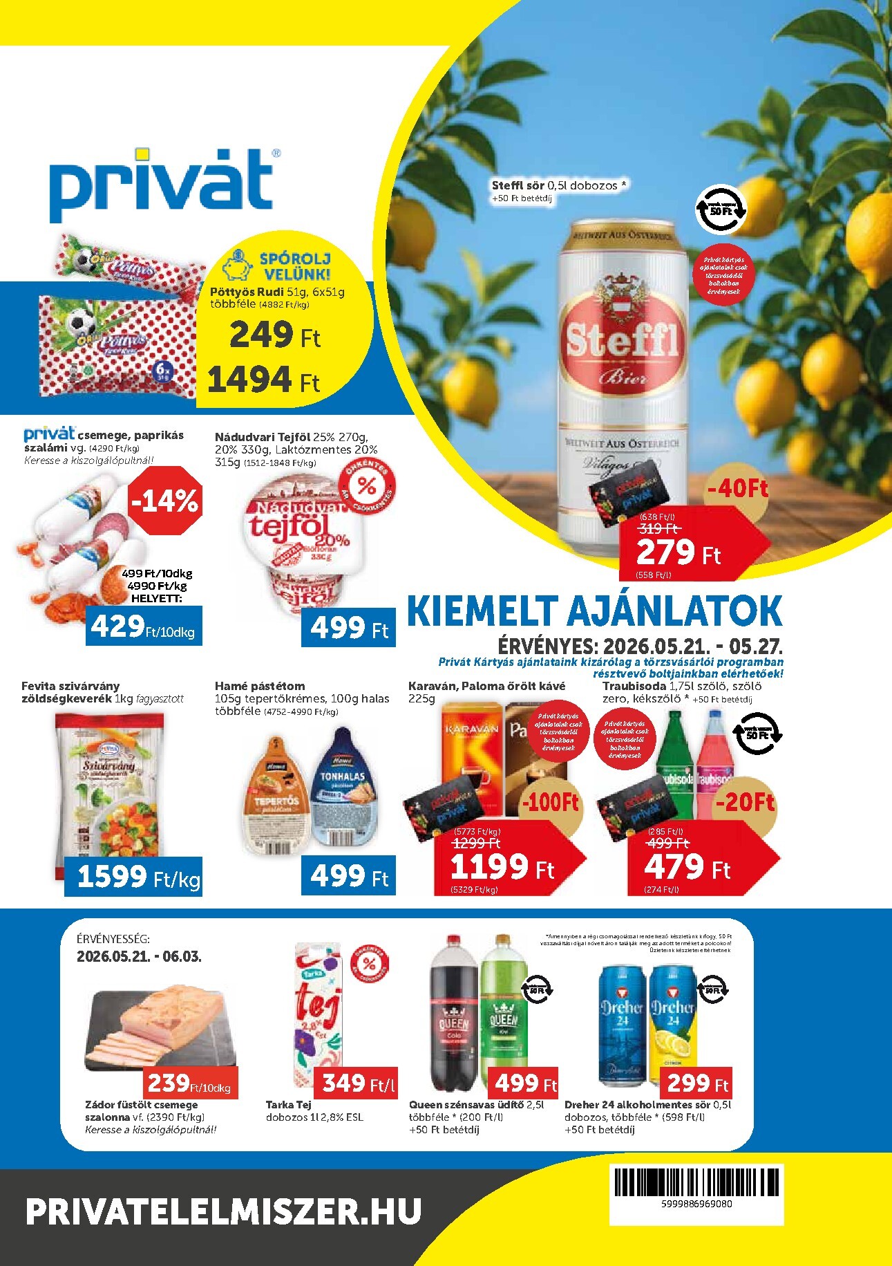 privat-elelmiszer - Aktuális Privát szórólap érvényes csütörtöktől 2026.05.21.-től szerdától 2026.05.27.-ig