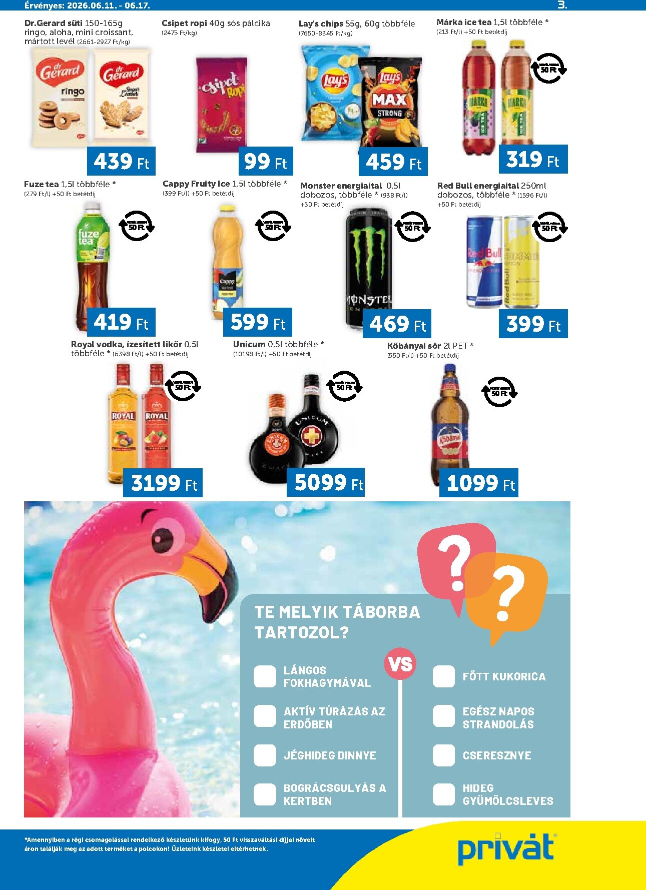 privat-elelmiszer - A jövőbeli Privát - Bács-Kiskun, Békés, Csongrád-Csanád, Tolna, Baranya, Somogy vármegye akciós újság csütörtöktől 2026.06.11.-tól szerdától 2026.06.17.-ig érvényes. - page: 3