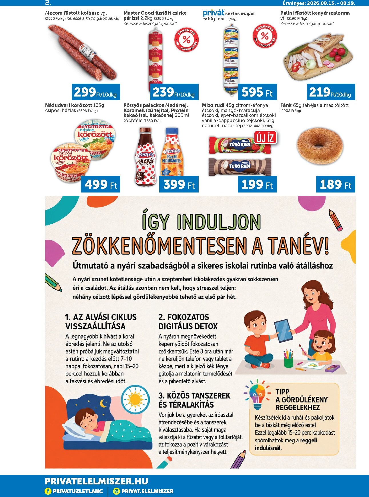 privat-elelmiszer - A jövőbeli Privát - Bács-Kiskun, Békés, Csongrád-Csanád, Tolna, Baranya, Somogy vármegye akciós újság csütörtöktől 2026.08.13.-tól szerdától 2026.08.19.-ig érvényes. - page: 2