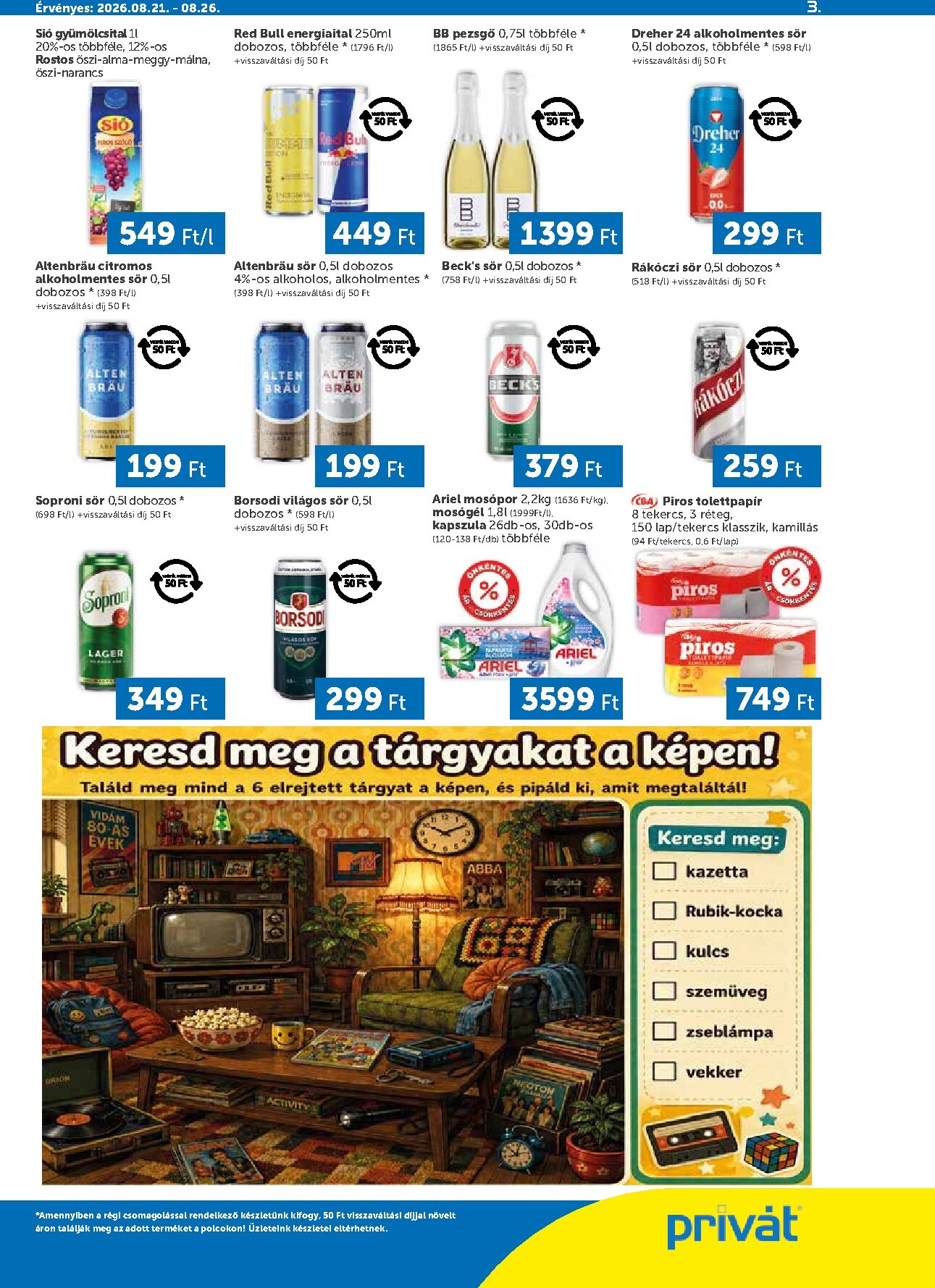 privat-elelmiszer - Privát Élelmiszer - Bács-Kiskun, Békés, Csongrád-Csanád, Tolna, Baranya, Fejér, Somogy vármegye hirdetmény a következő hétre péntektől 2026.08.21.-tól szerdától 2026.08.26.-ig - page: 3