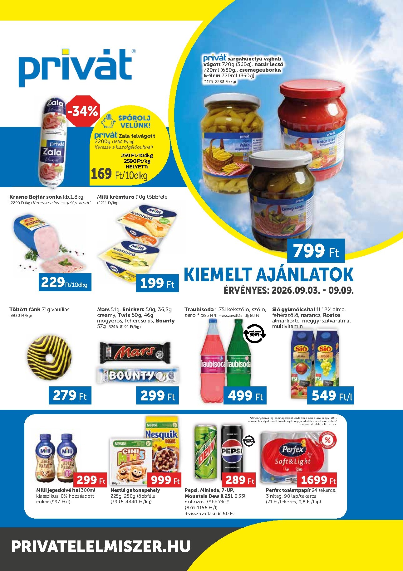 privat-elelmiszer - A jövőbeli Privát - Bács-Kiskun, Békés, Csongrád-Csanád, Tolna, Baranya, Somogy vármegye akciós újság csütörtöktől 2026.09.03.-tól szerdától 2026.09.09.-ig érvényes. - page: 1