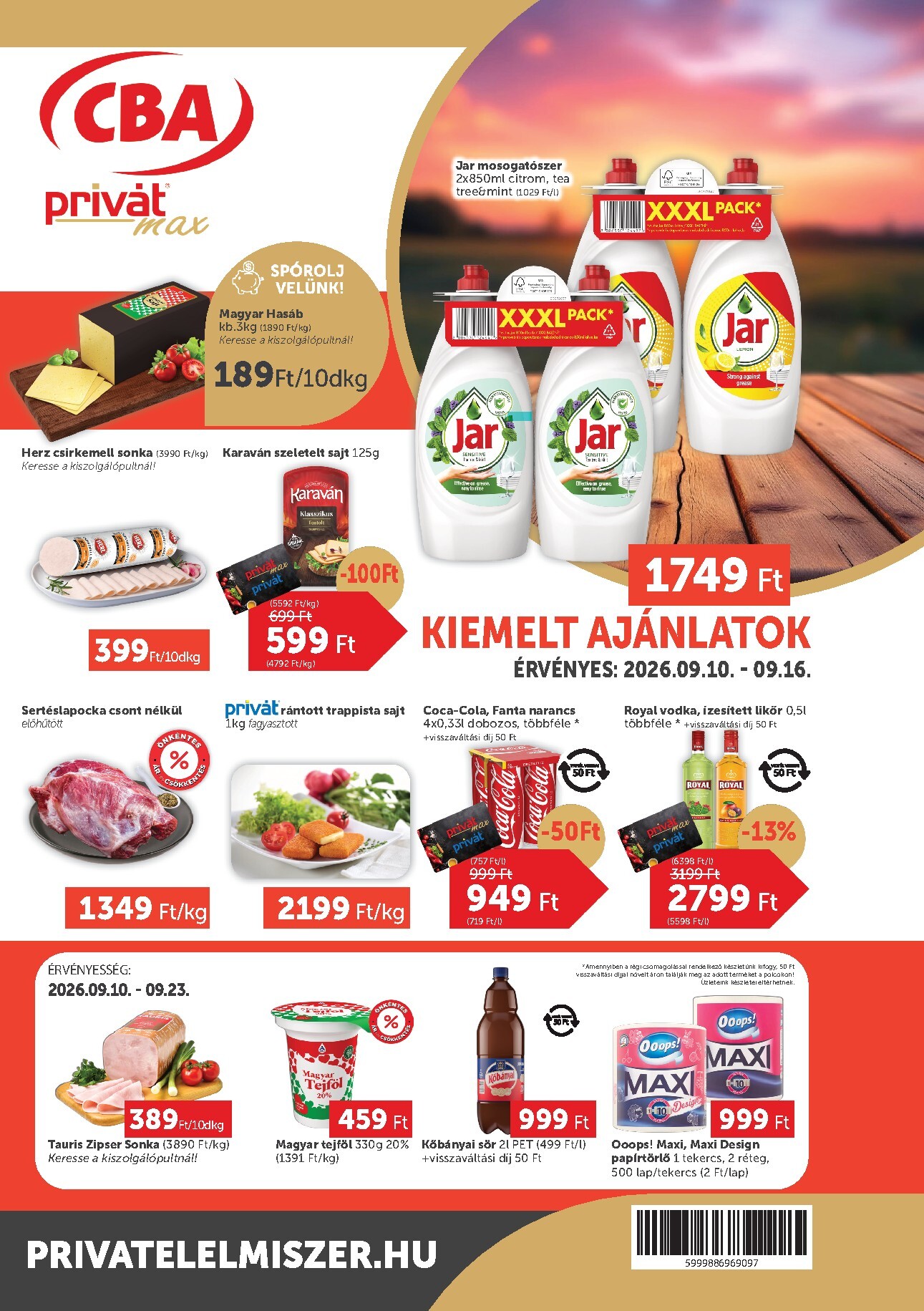 privat-elelmiszer - A jövőbeli Privát Max akciós újság csütörtöktől 2026.09.10.-tól szerdától 2026.09.16.-ig érvényes. - page: 1