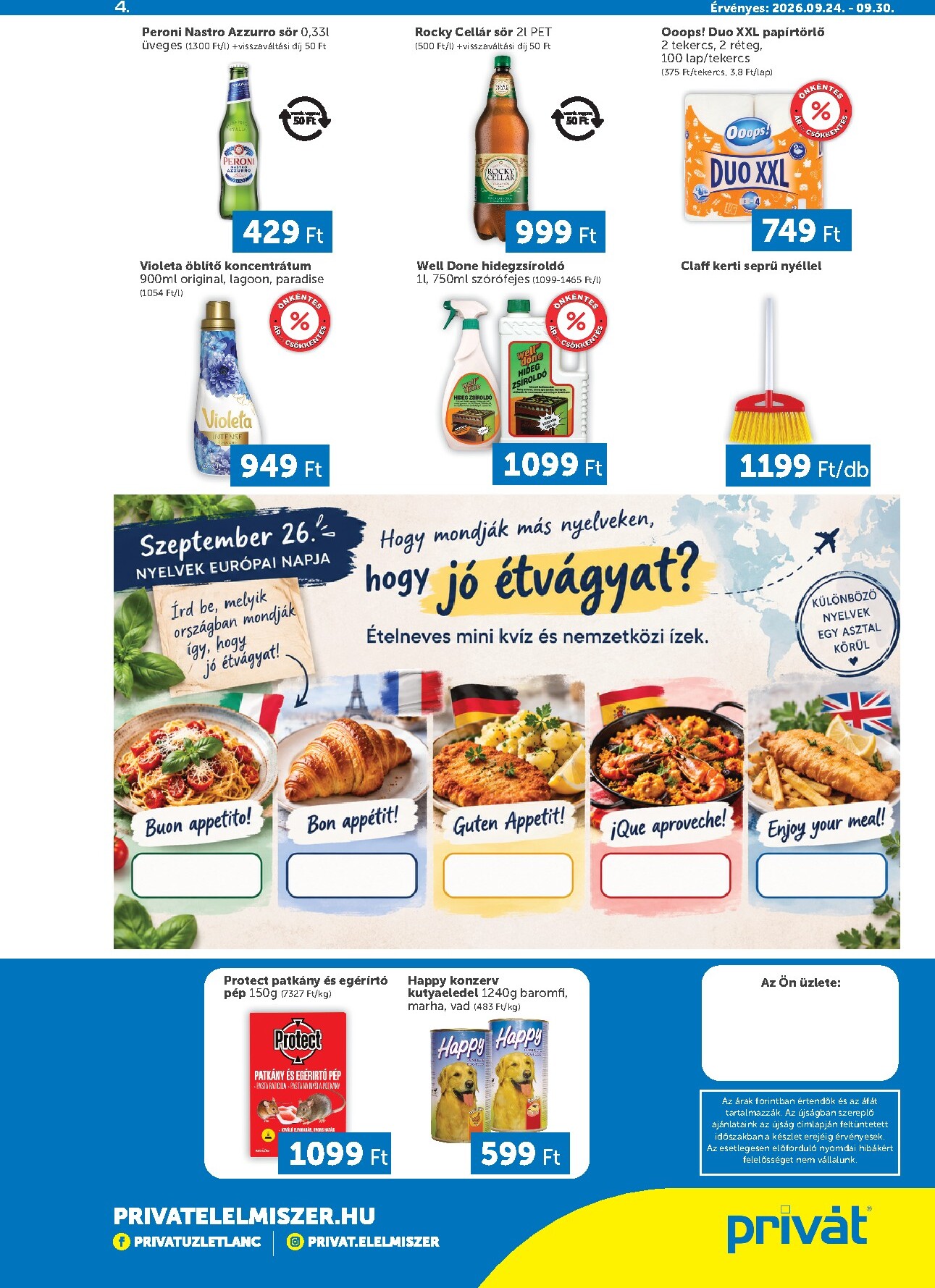 privat-elelmiszer - A jövőbeli Privát - Bács-Kiskun, Békés, Csongrád-Csanád, Tolna, Baranya, Somogy vármegye akciós újság csütörtöktől 2026.09.24.-tól szerdától 2026.09.30.-ig érvényes. - page: 4