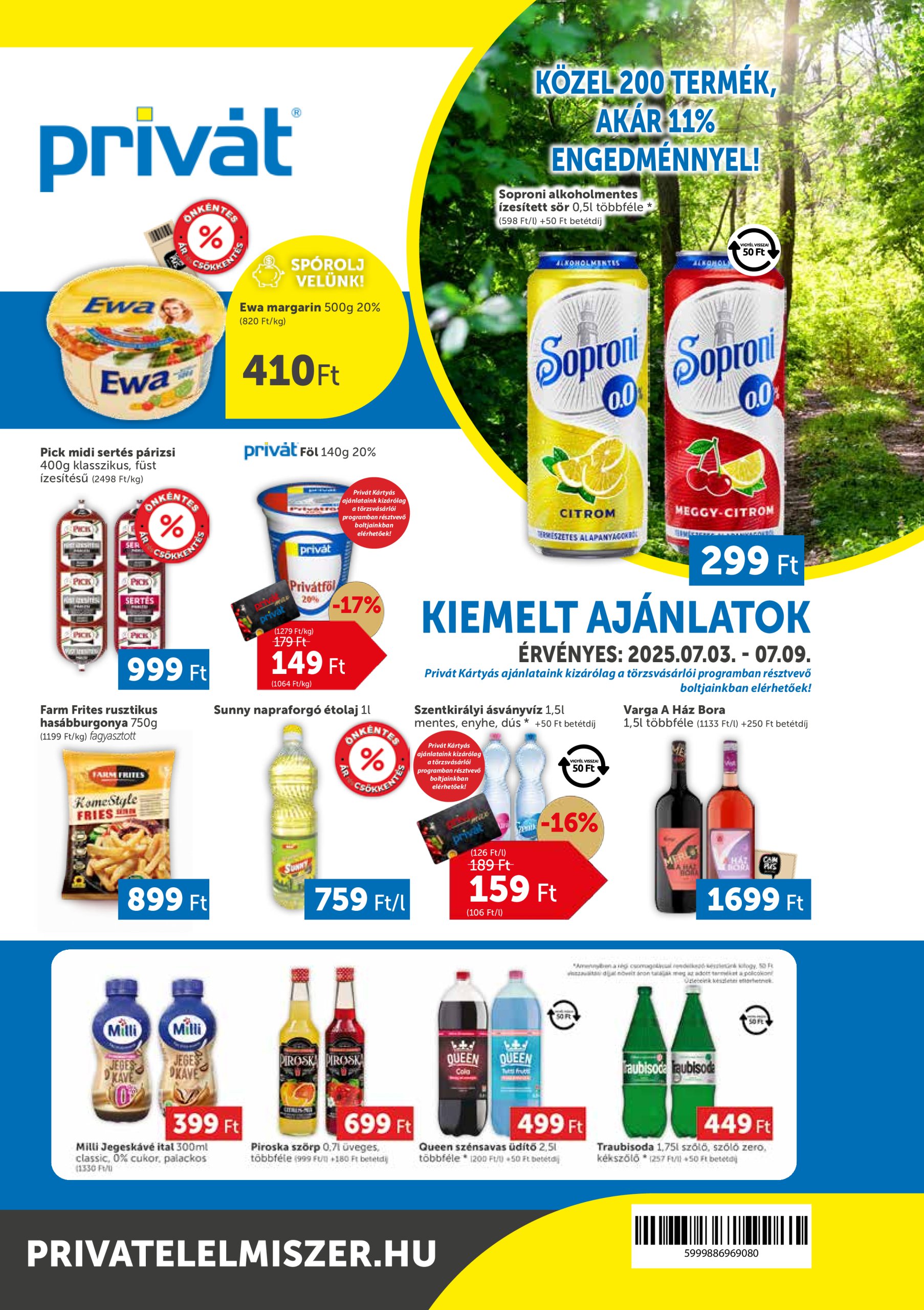 privat-elelmiszer - Privát akciós újság, érvényes 07.03. - 07.09.