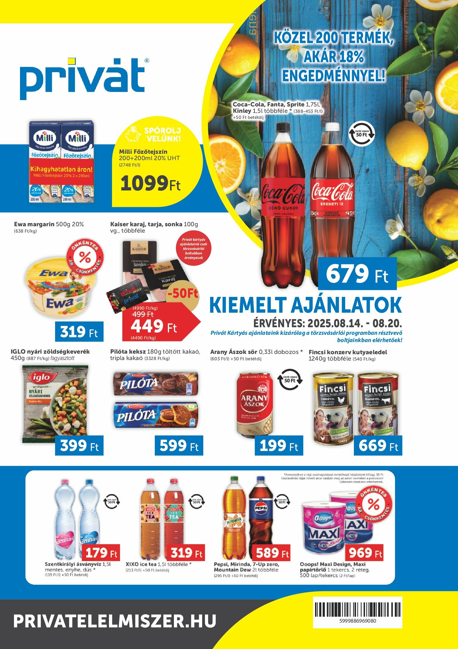 privat-elelmiszer - Privát akciós újság, érvényes 08.14. - 08.20.