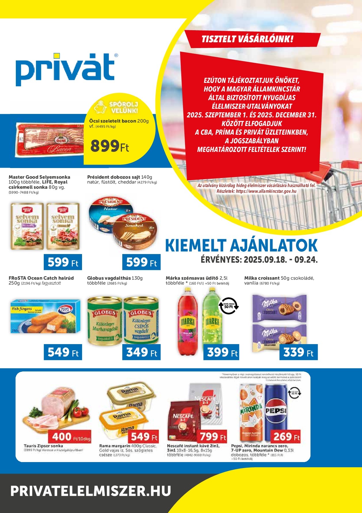 privat-elelmiszer - Privát - Bács-Kiskun, Békés, Csongrád-Csanád, Tolna, Baranya, Somogy vármegye akciós újság, érvényes 09.18. - 09.24.