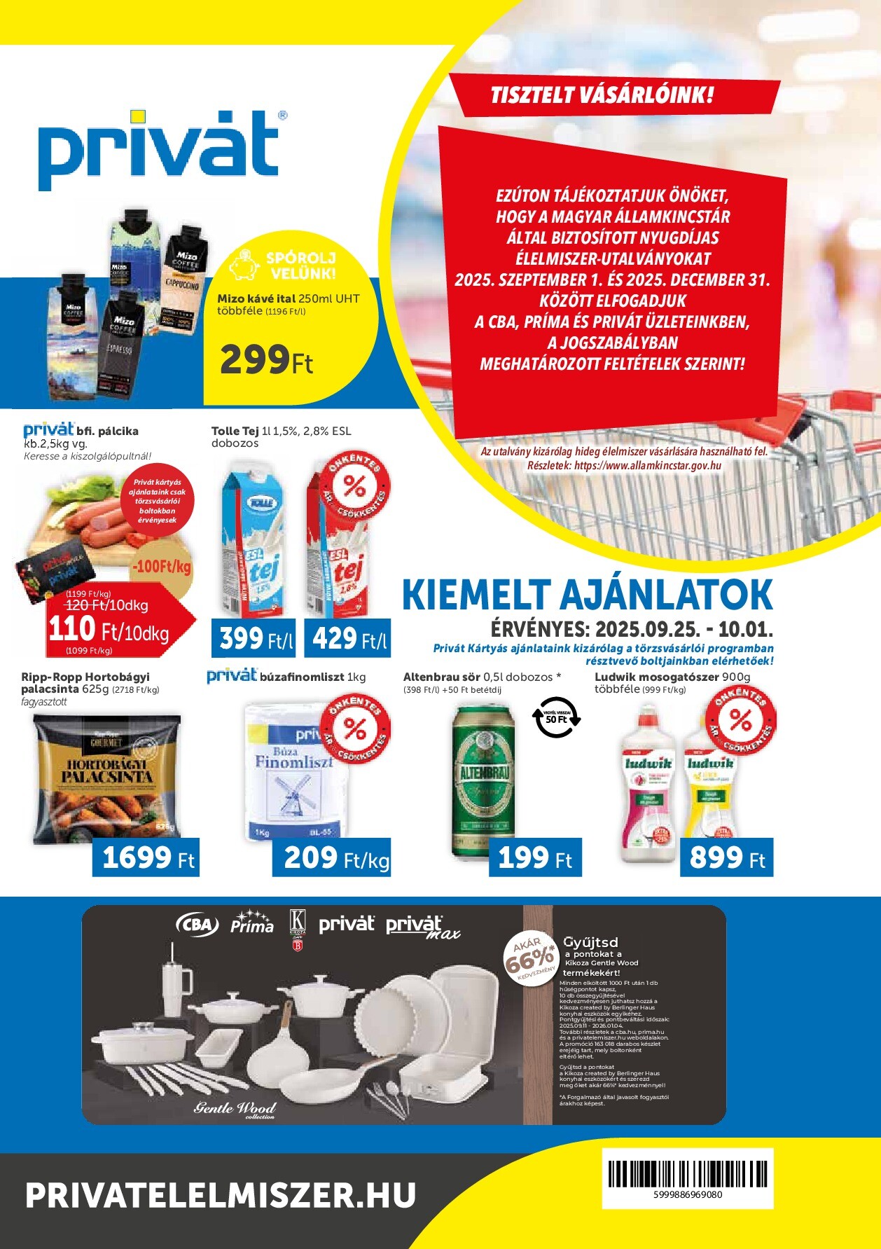 privat-elelmiszer - Privát akciós újság, érvényes 09.25. - 10.01.