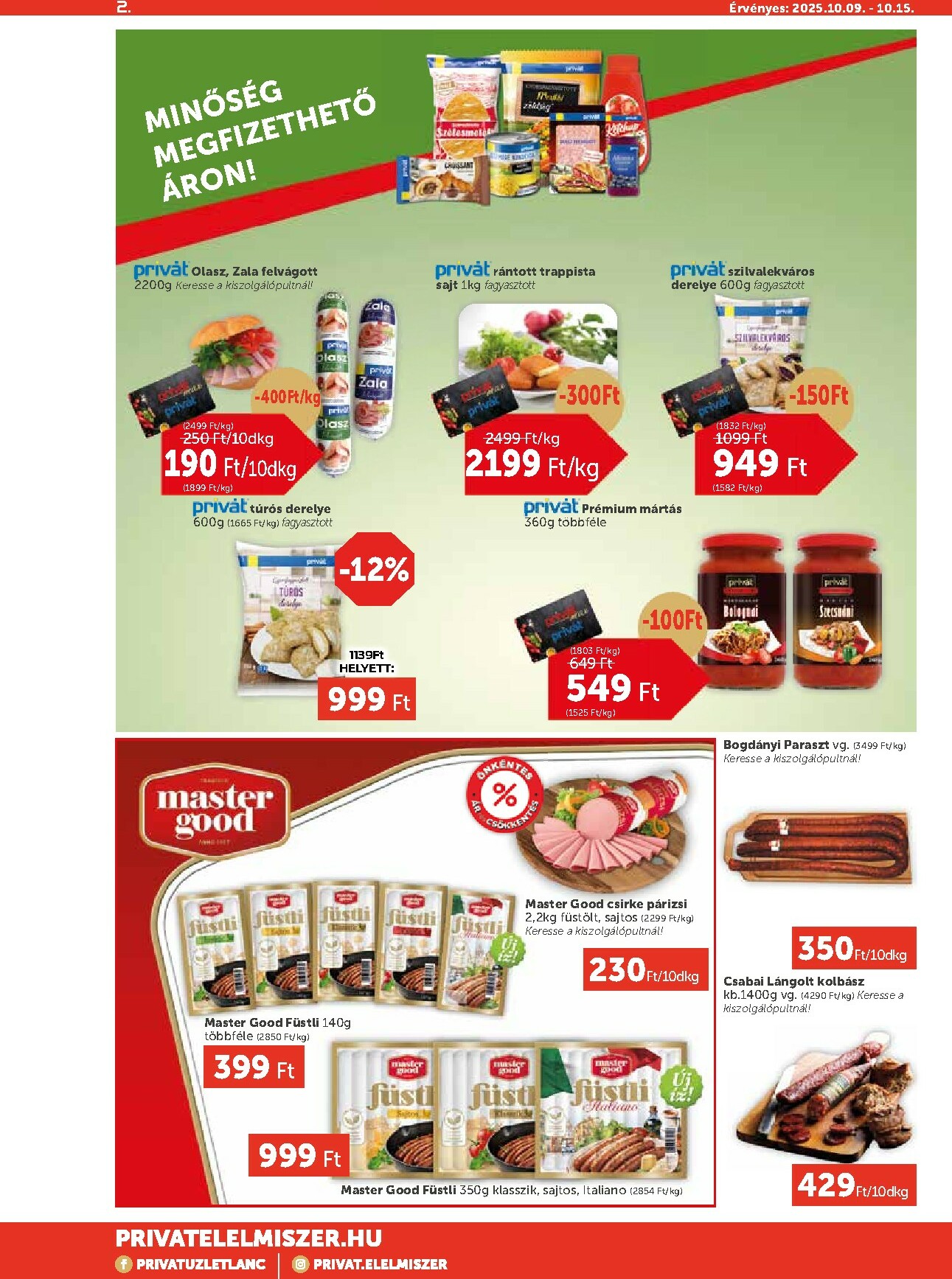 privat-elelmiszer - Privát Max akciós újság, érvényes 10.09. - 10.15. - page: 2
