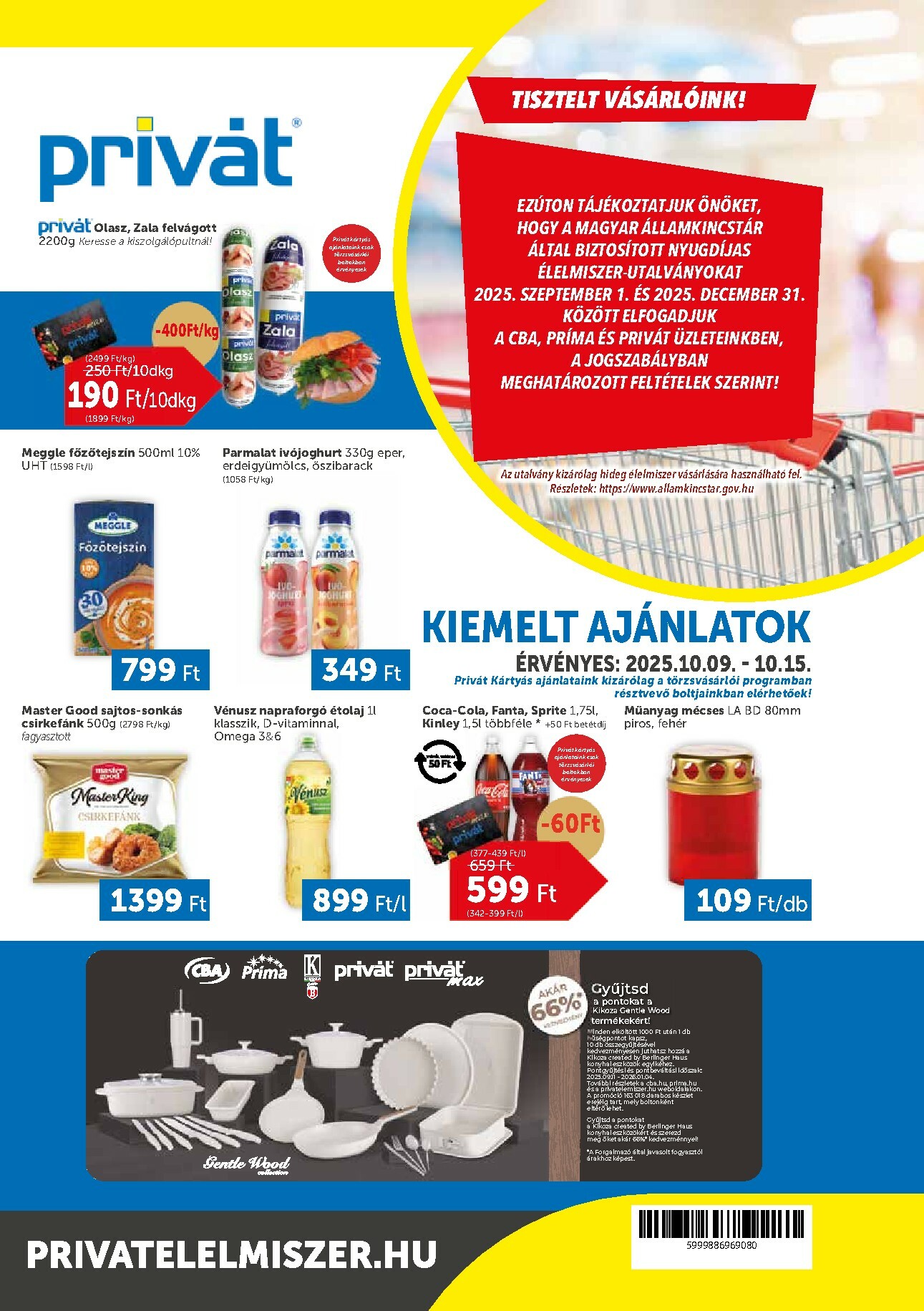 privat-elelmiszer - Privát akciós újság, érvényes 10.09. - 10.15.