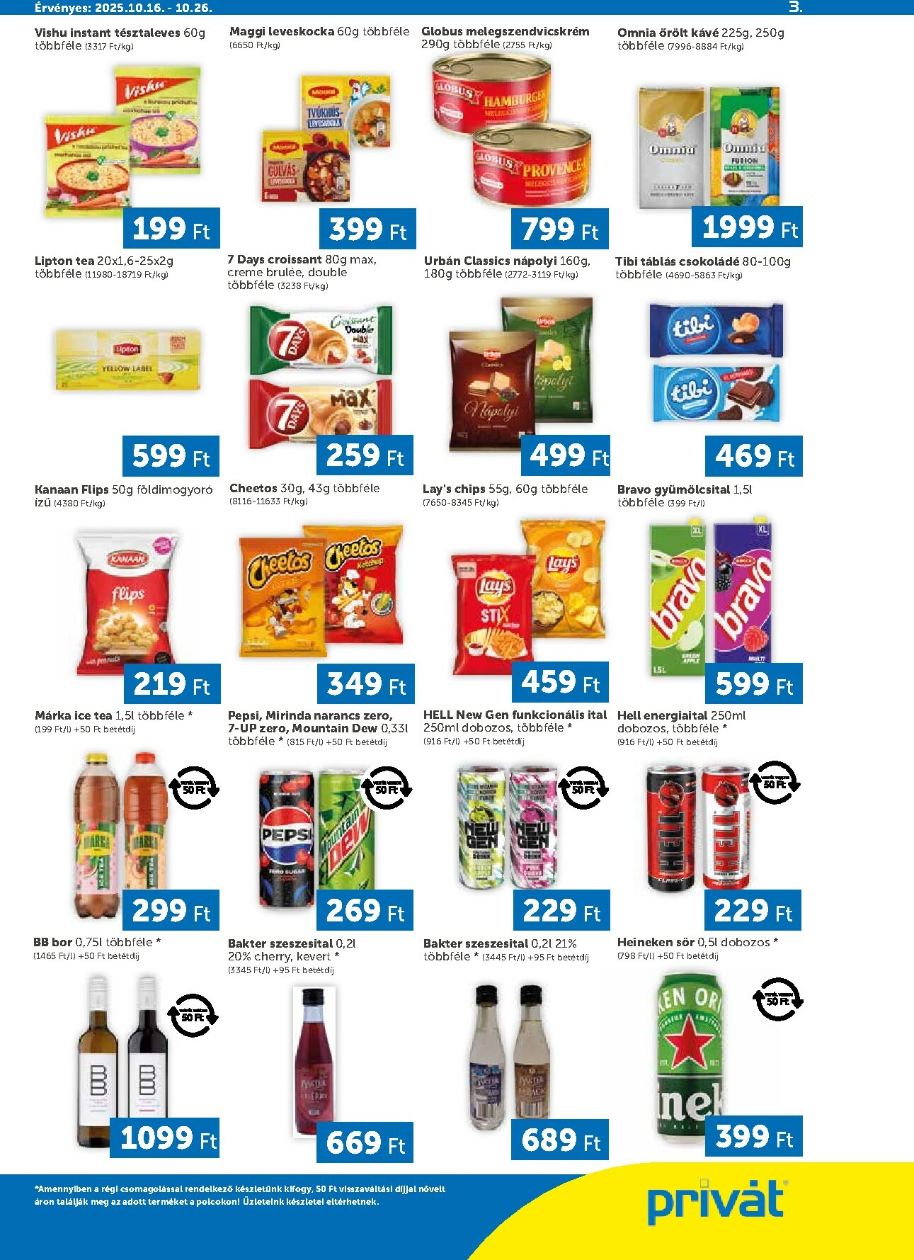 privat-elelmiszer - Privát - Bács-Kiskun, Békés, Csongrád-Csanád, Tolna, Baranya, Somogy vármegye akciós újság, érvényes 10.16. - 10.26. - page: 3