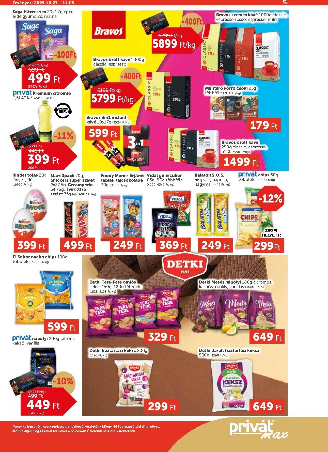 privat-elelmiszer - Privát Max akciós újság, érvényes 10.27. - 11.05. - page: 5