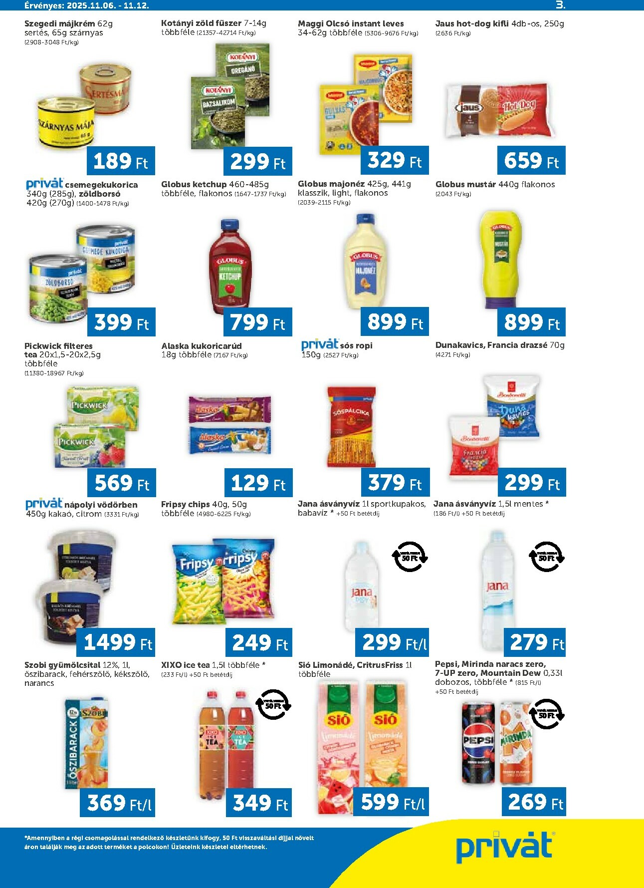 privat-elelmiszer - Privát - Bács-Kiskun, Békés, Csongrád-Csanád, Tolna, Baranya, Somogy vármegye akciós újság, érvényes 11.20. - 11.26. - page: 3