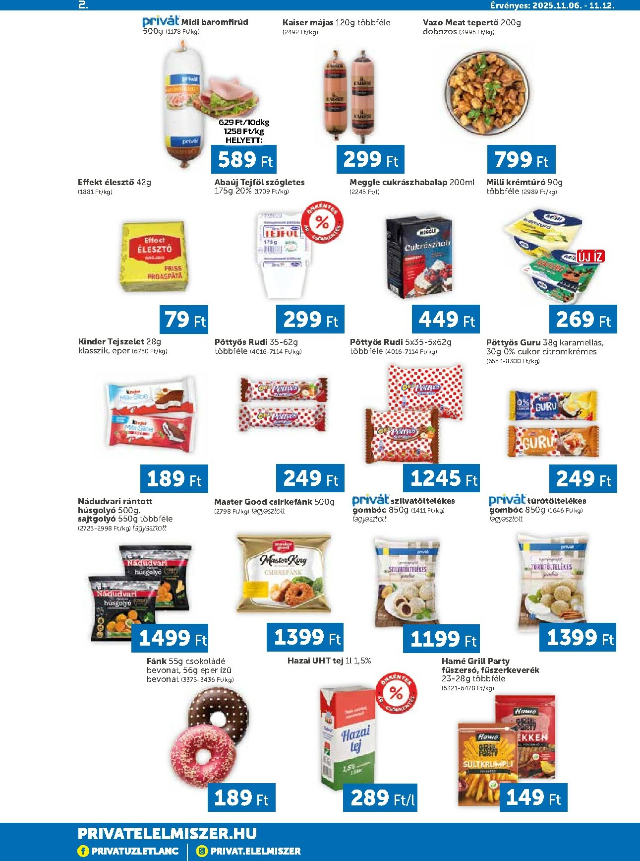 privat-elelmiszer - Privát - Bács-Kiskun, Békés, Csongrád-Csanád, Tolna, Baranya, Somogy vármegye akciós újság, érvényes 11.20. - 11.26. - page: 2