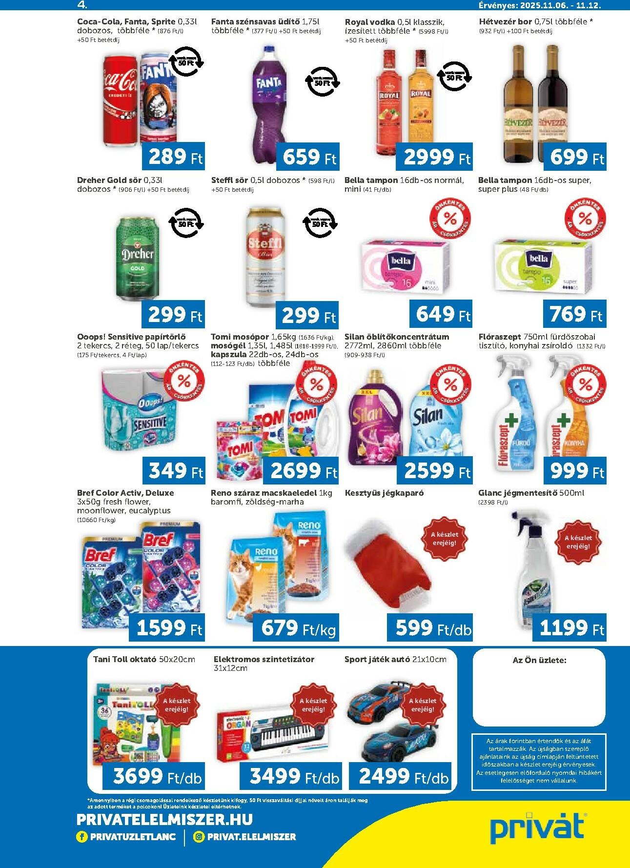 privat-elelmiszer - Privát - Bács-Kiskun, Békés, Csongrád-Csanád, Tolna, Baranya, Somogy vármegye akciós újság, érvényes 11.20. - 11.26. - page: 4