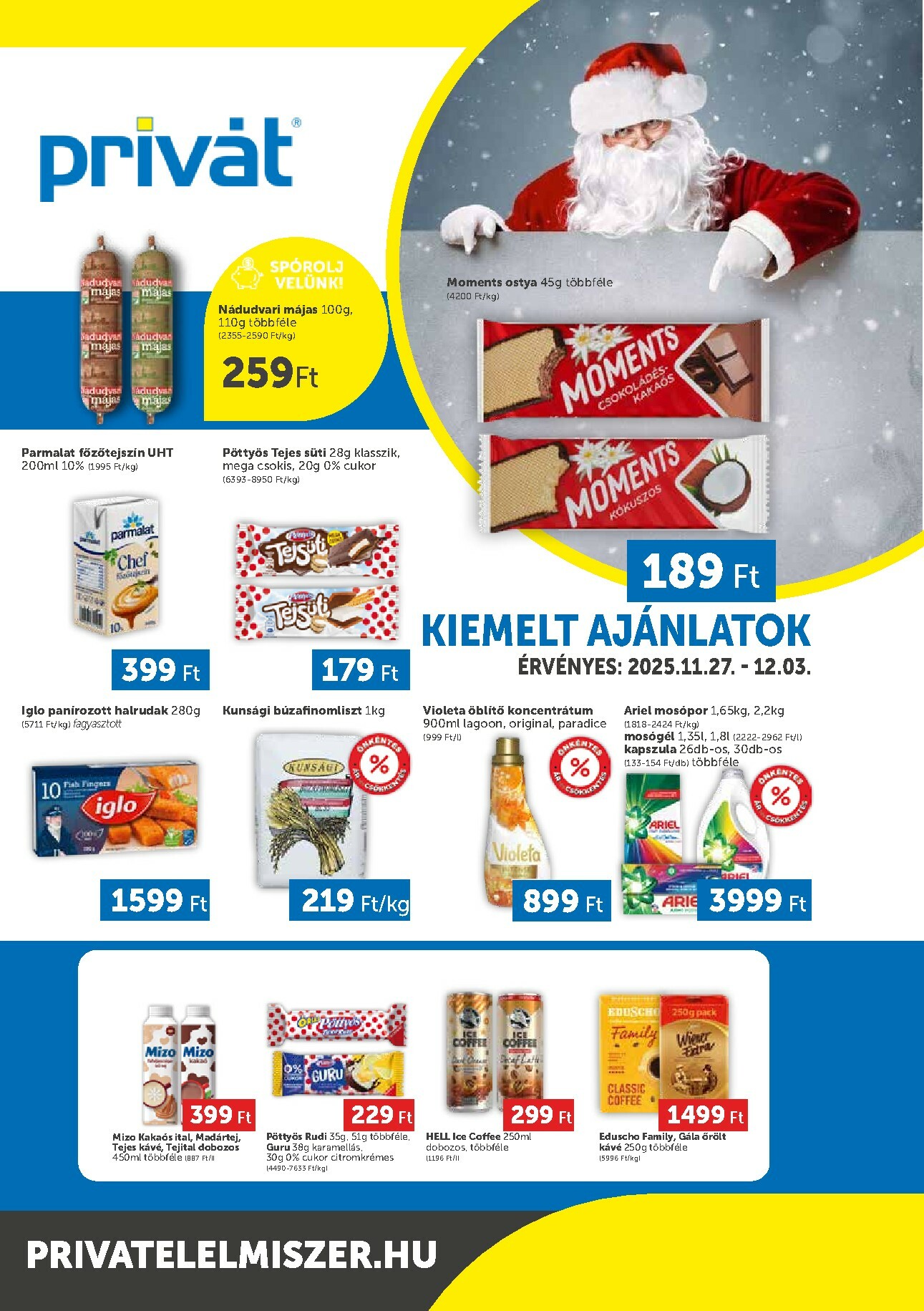 privat-elelmiszer - Privát Élelmiszer - Bács-Kiskun, Békés, Csongrád-Csanád, Tolna, Baranya, Somogy vármegye akciós újság, érvényes 11.27. - 12.03.