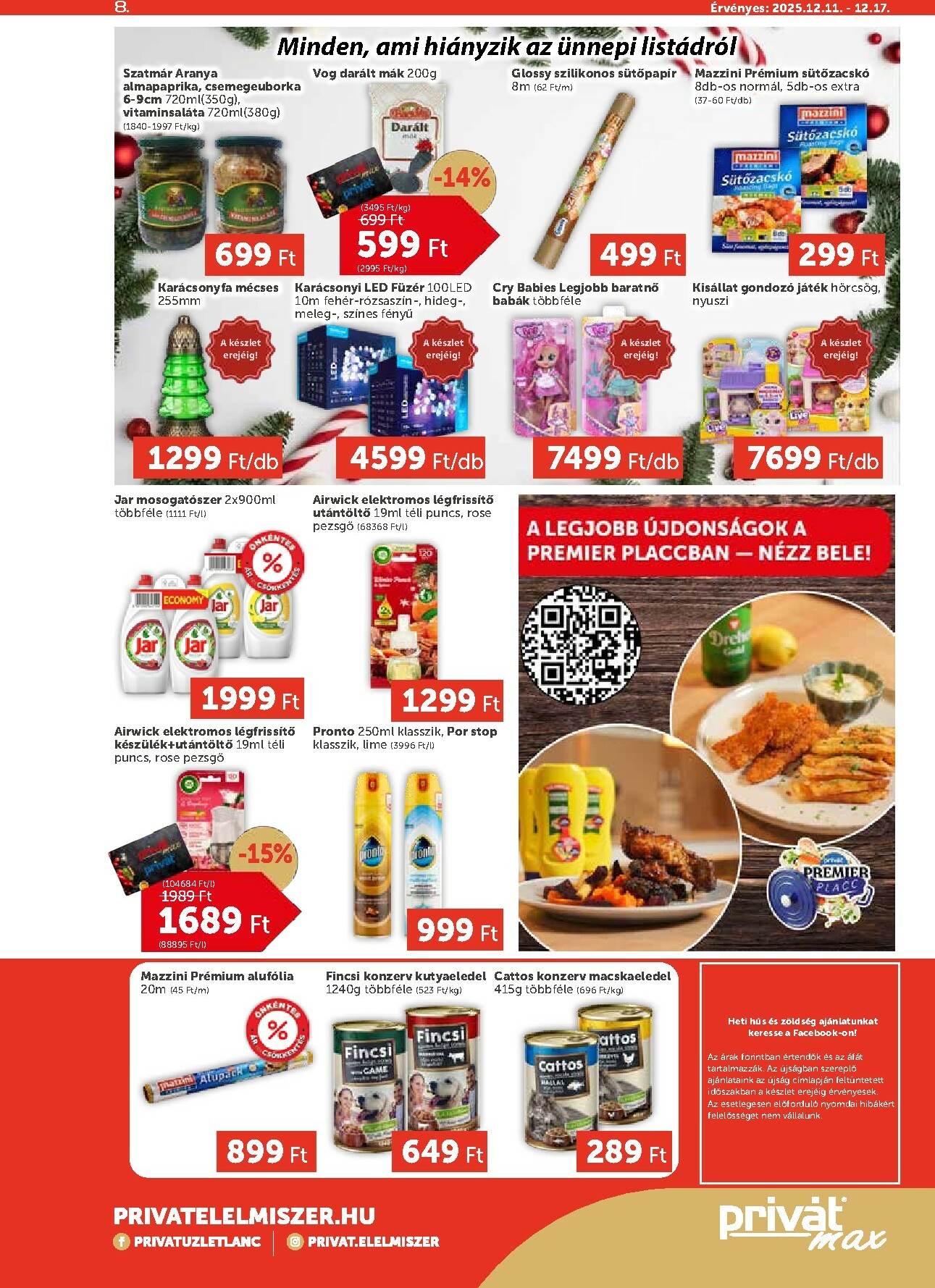 privat-elelmiszer - Privát Max akciós újság, érvényes 12.11. - 12.17. - page: 8