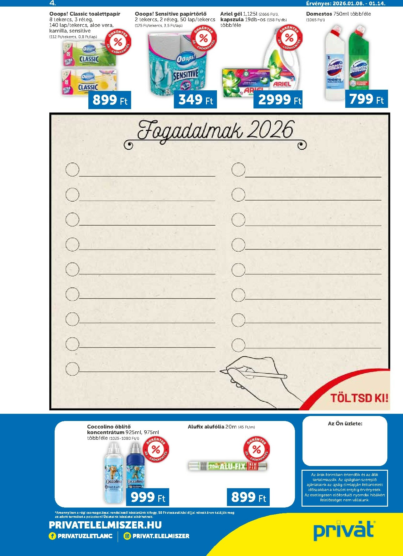 privat-elelmiszer - Privát - Bács-Kiskun, Békés, Csongrád-Csanád, Tolna, Baranya, Somogy vármegye akciós újság, érvényes 01.08. - 01.14. - page: 4