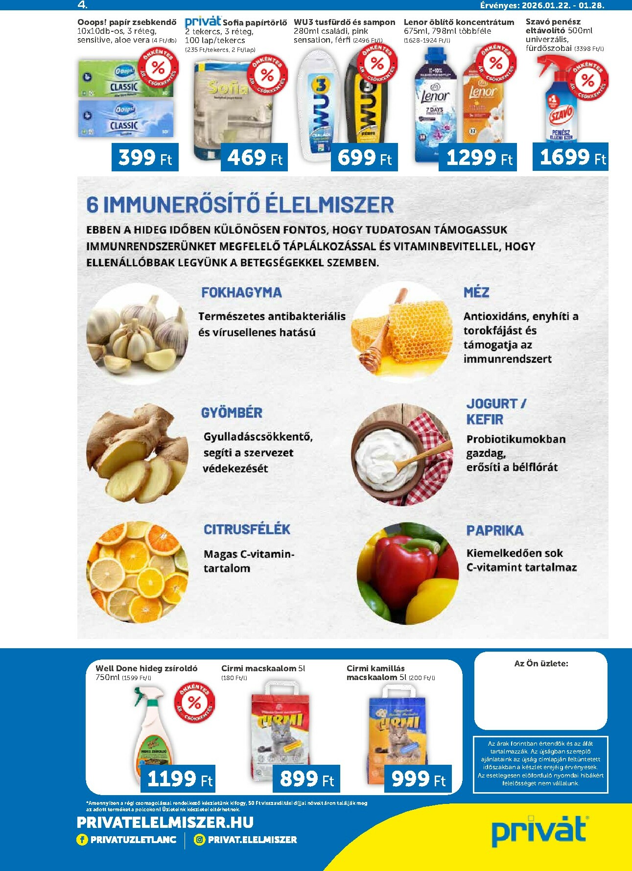 privat-elelmiszer - Privát - Bács-Kiskun, Békés, Csongrád-Csanád, Tolna, Baranya, Somogy vármegye akciós újság, érvényes 01.22. - 01.28. - page: 4