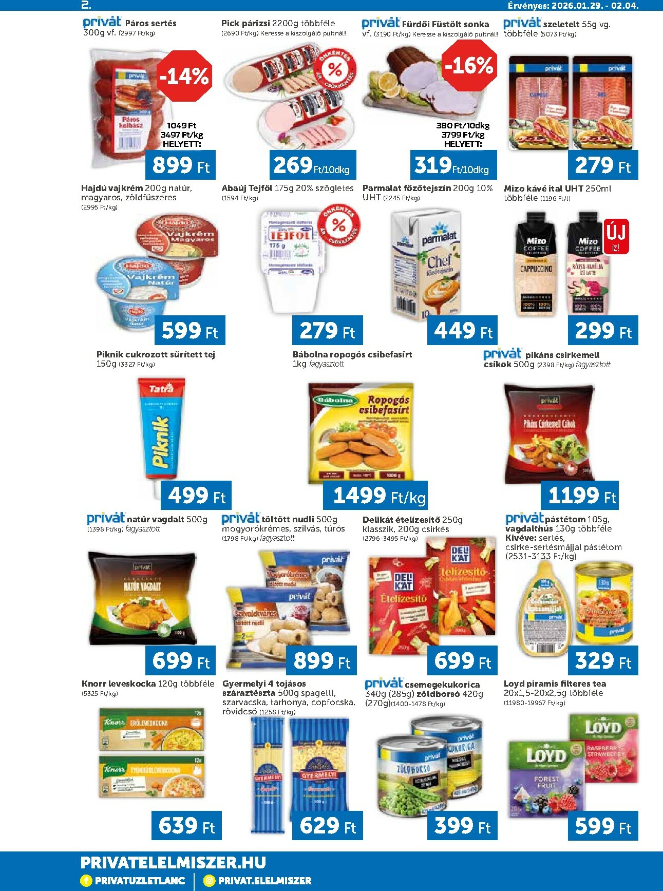 privat-elelmiszer - Privát Élelmiszer - Bács-Kiskun, Békés, Csongrád-Csanád, Tolna, Baranya, Somogy vármegye akciós újság, érvényes 01.29. - 02.04. - page: 2