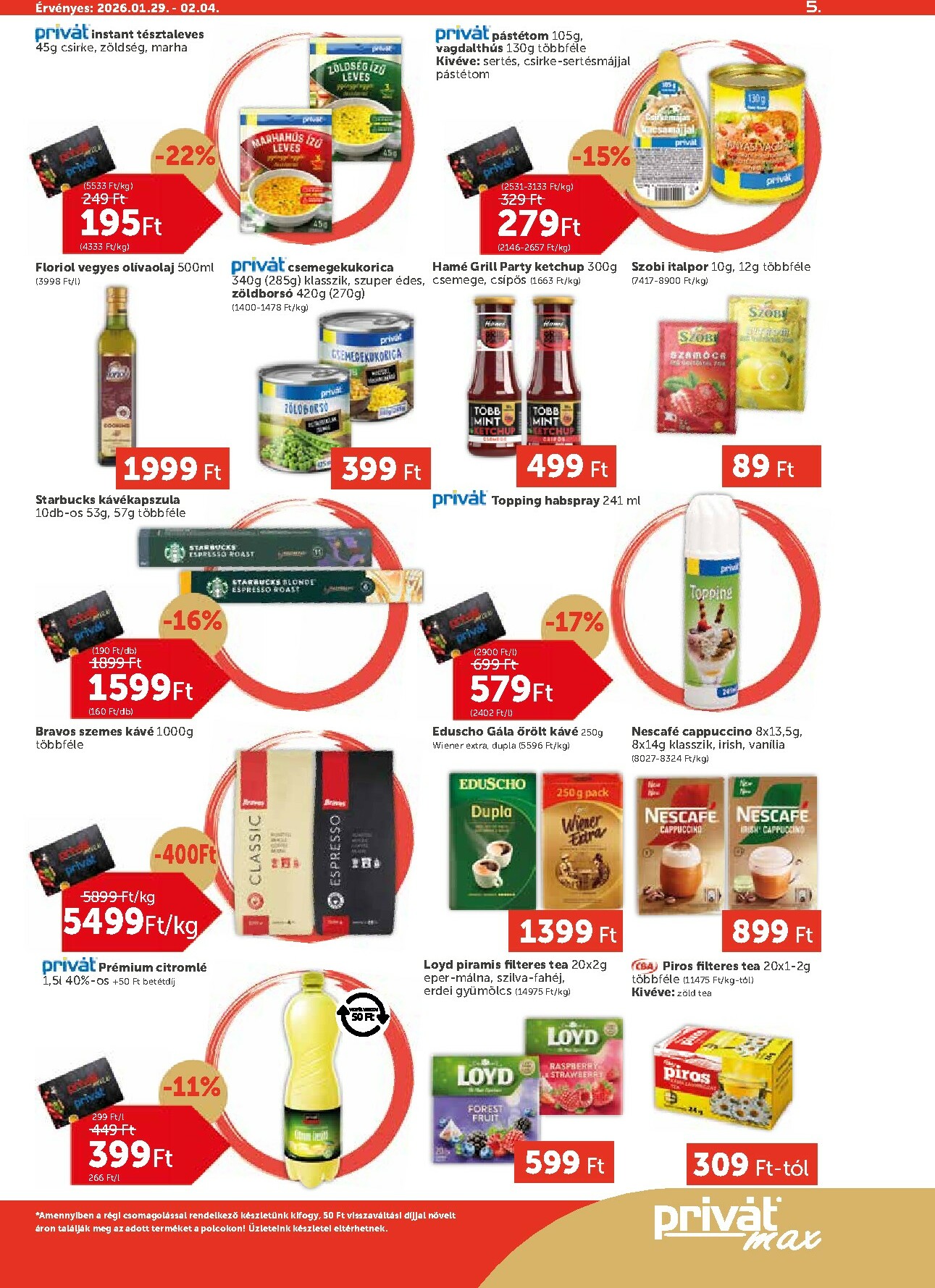 privat-elelmiszer - Privát Max akciós újság, érvényes 01.29. - 02.04. - page: 5