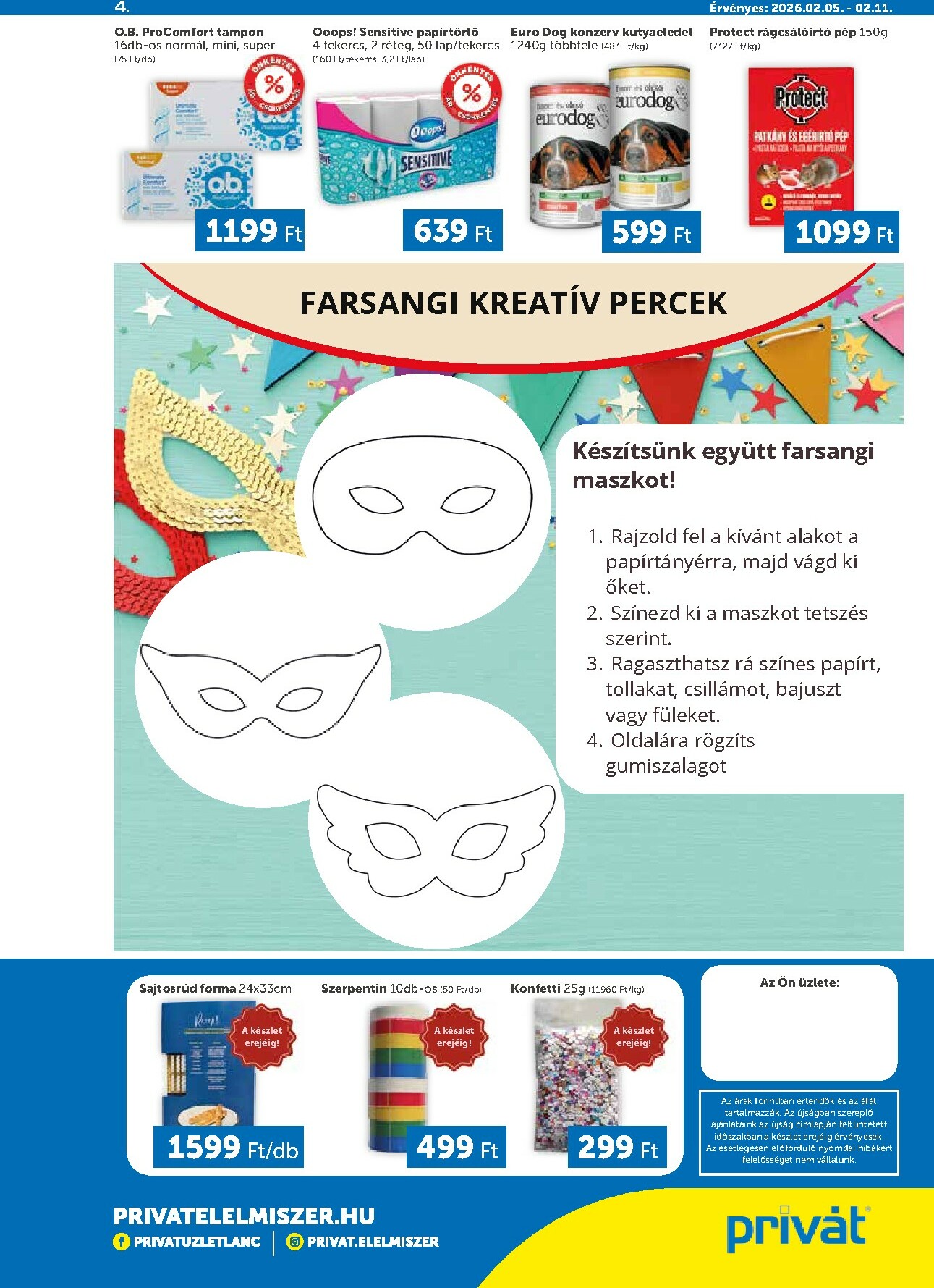 privat-elelmiszer - Privát - Bács-Kiskun, Békés, Csongrád-Csanád, Tolna, Baranya, Somogy vármegye akciós újság, érvényes 2026.02.05. - 2026.02.11. - page: 4