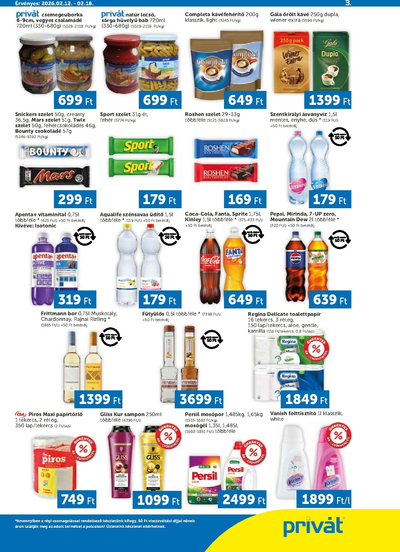privat-elelmiszer - Privát - Bács-Kiskun, Békés, Csongrád-Csanád, Tolna, Baranya, Somogy vármegye akciós újság, érvényes 2026.02.12. - 2026.02.18. - page: 3