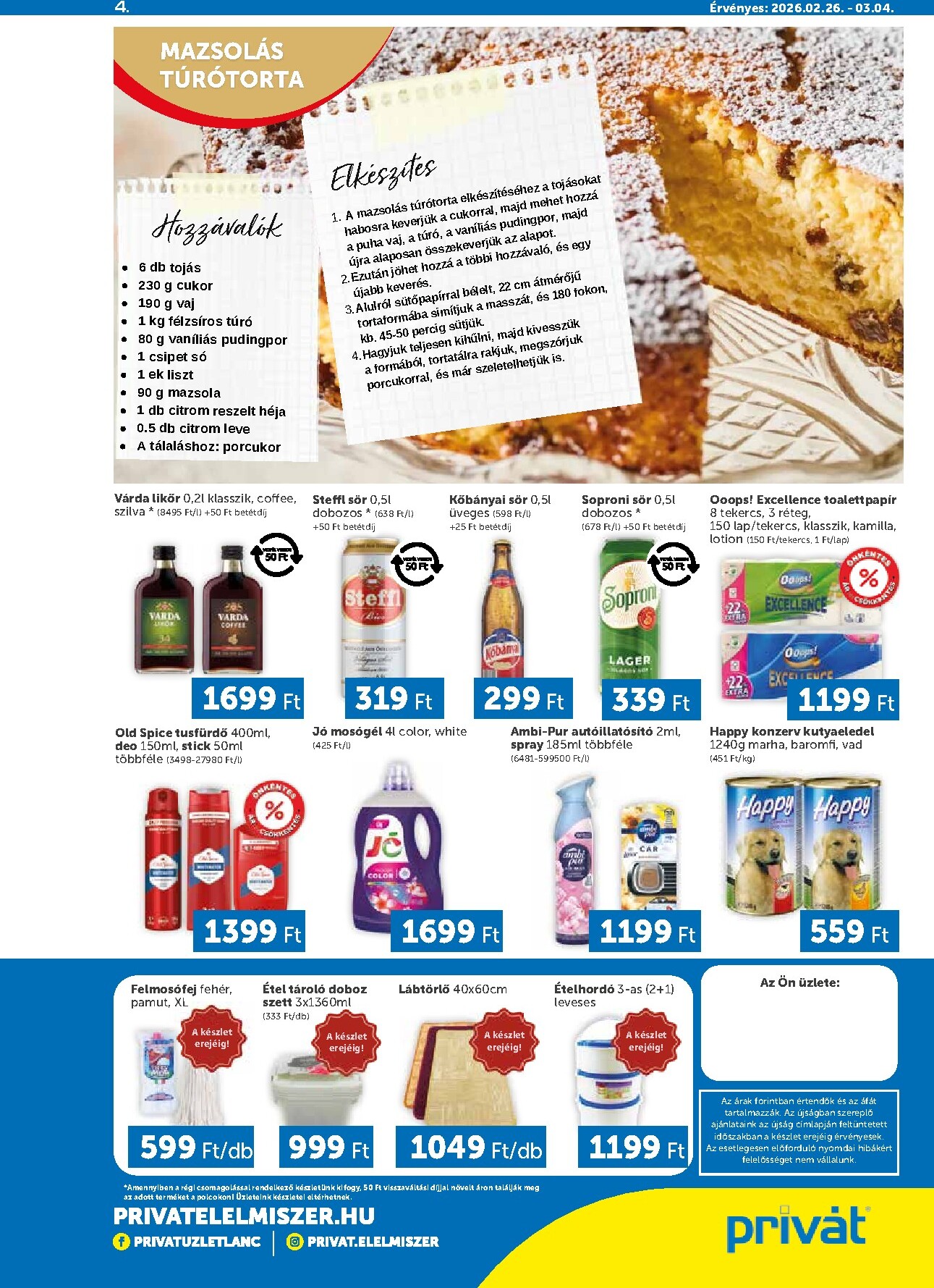 privat-elelmiszer - Privát - Bács-Kiskun, Békés, Csongrád-Csanád, Tolna, Baranya, Somogy vármegye akciós újság, érvényes 2026.02.26. - 2026.03.04. - page: 4