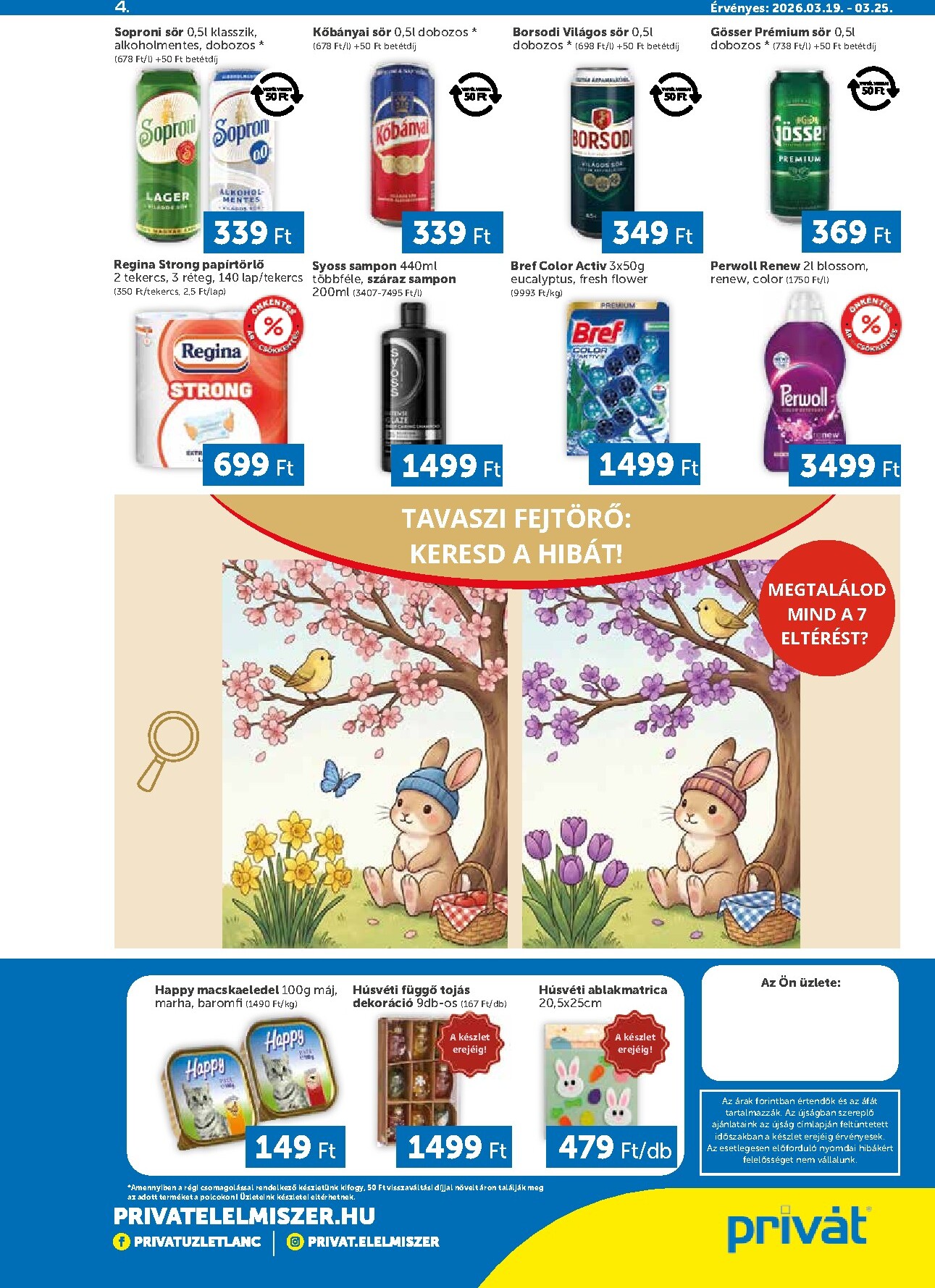 privat-elelmiszer - Privát - Bács-Kiskun, Békés, Csongrád-Csanád, Tolna, Baranya, Somogy vármegye akciós újság, érvényes 2026.03.19. - 2026.03.25. - page: 4