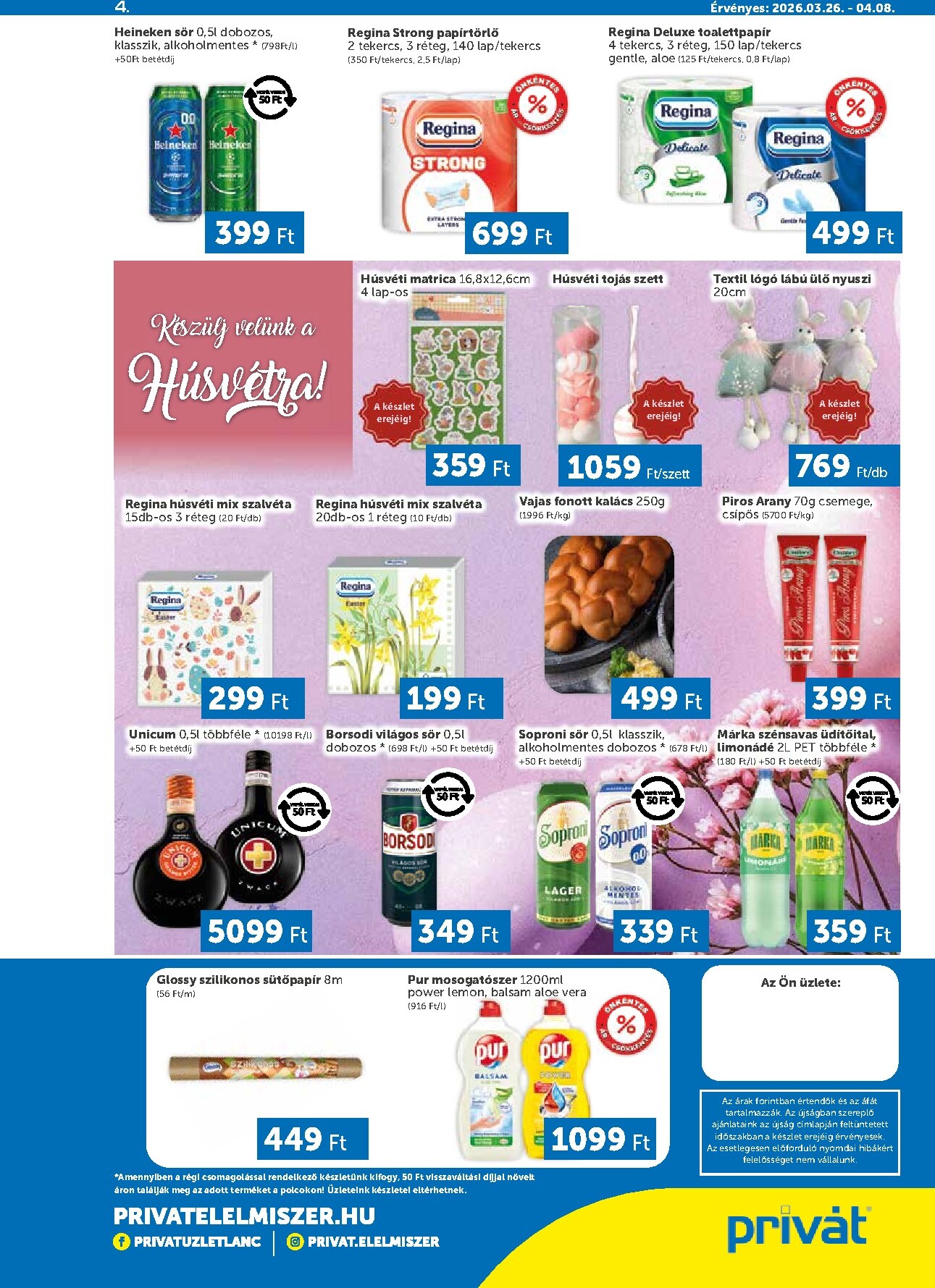 privat-elelmiszer - Privát - Bács-Kiskun, Békés, Csongrád-Csanád, Tolna, Baranya, Somogy vármegye akciós újság, érvényes 2026.03.26. - 2026.04.08. - page: 4
