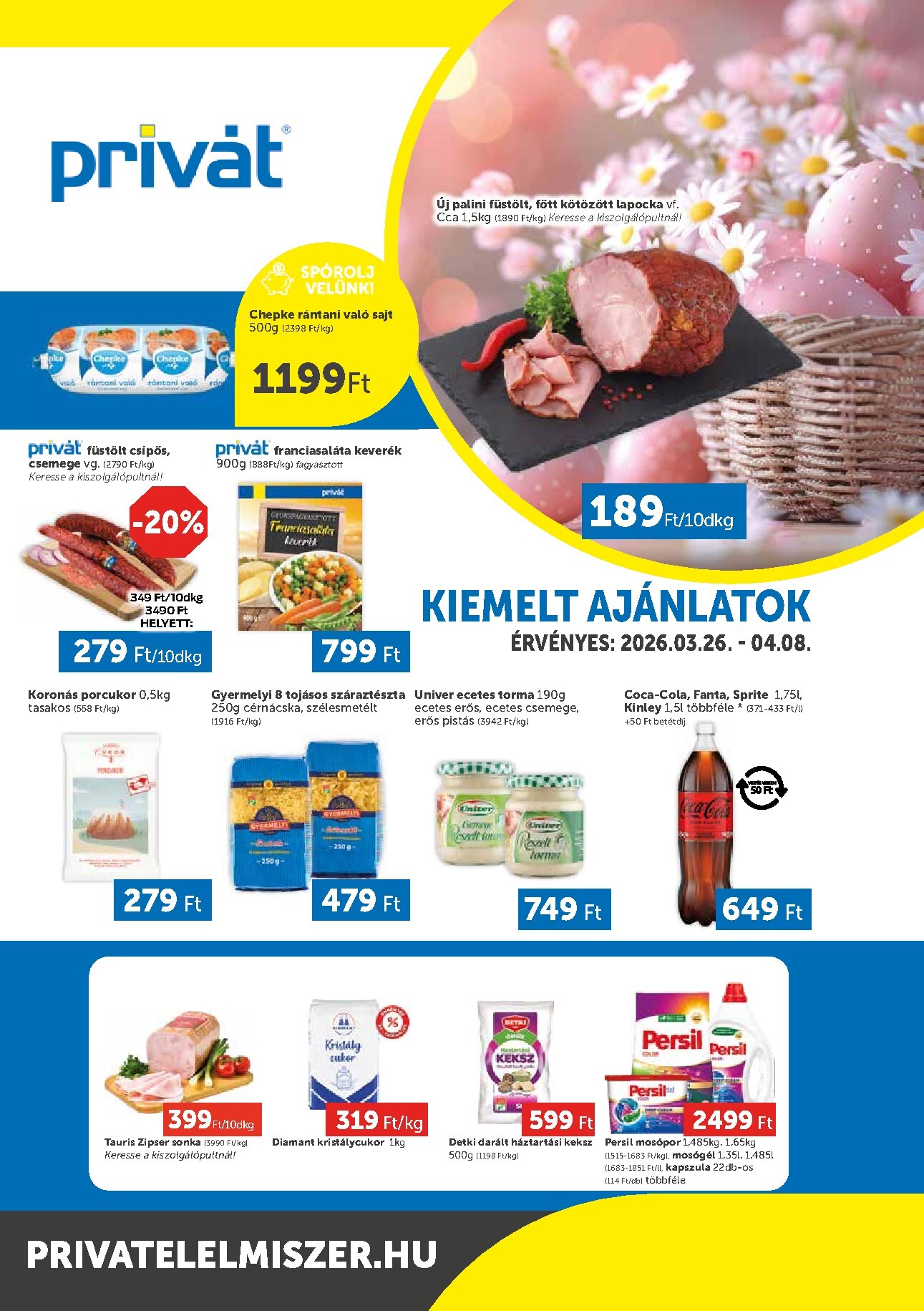 privat-elelmiszer - Privát - Bács-Kiskun, Békés, Csongrád-Csanád, Tolna, Baranya, Somogy vármegye akciós újság, érvényes 2026.03.26. - 2026.04.08.