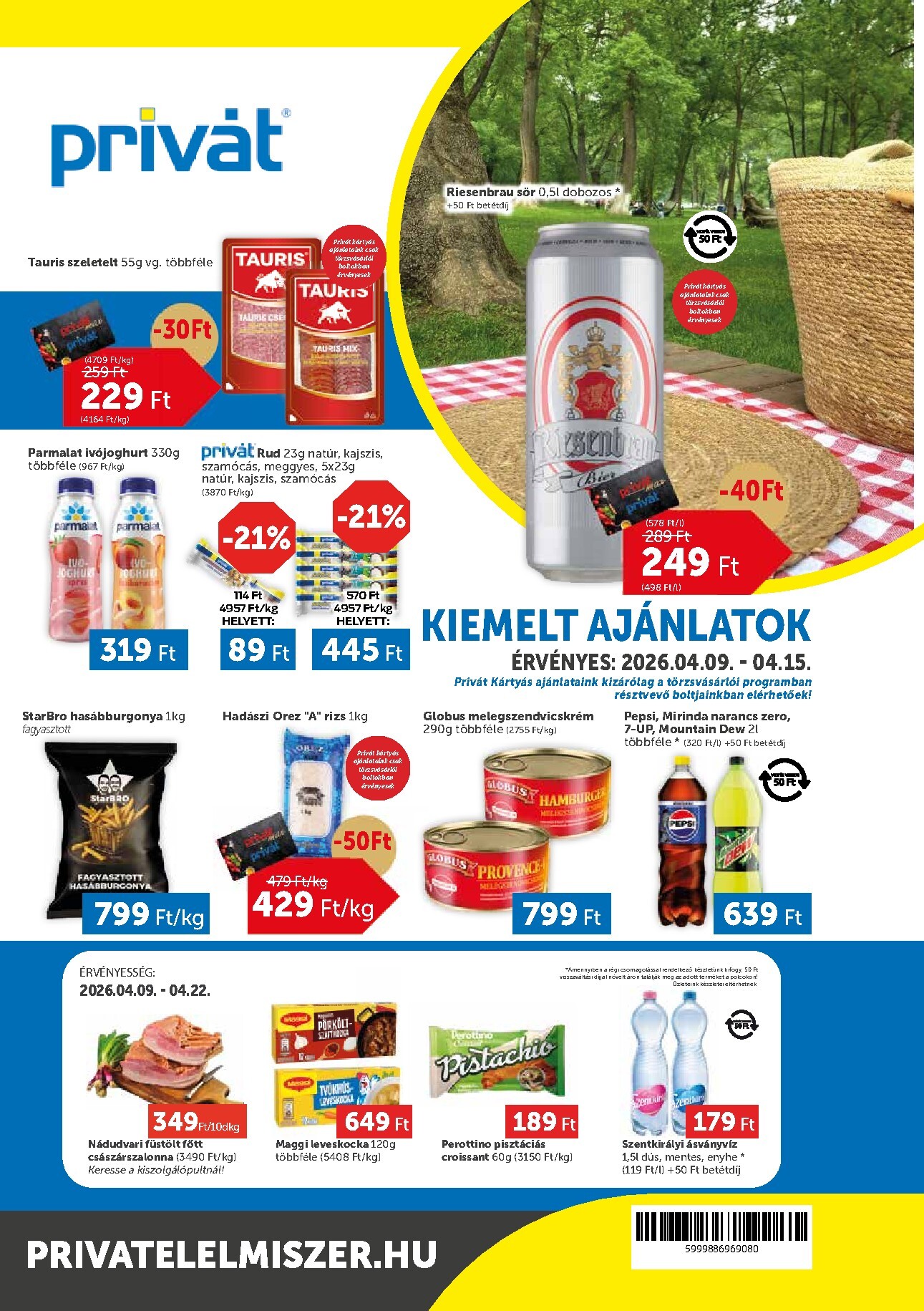 privat-elelmiszer - Privát akciós újság, érvényes 2026.04.09. - 2026.04.15.