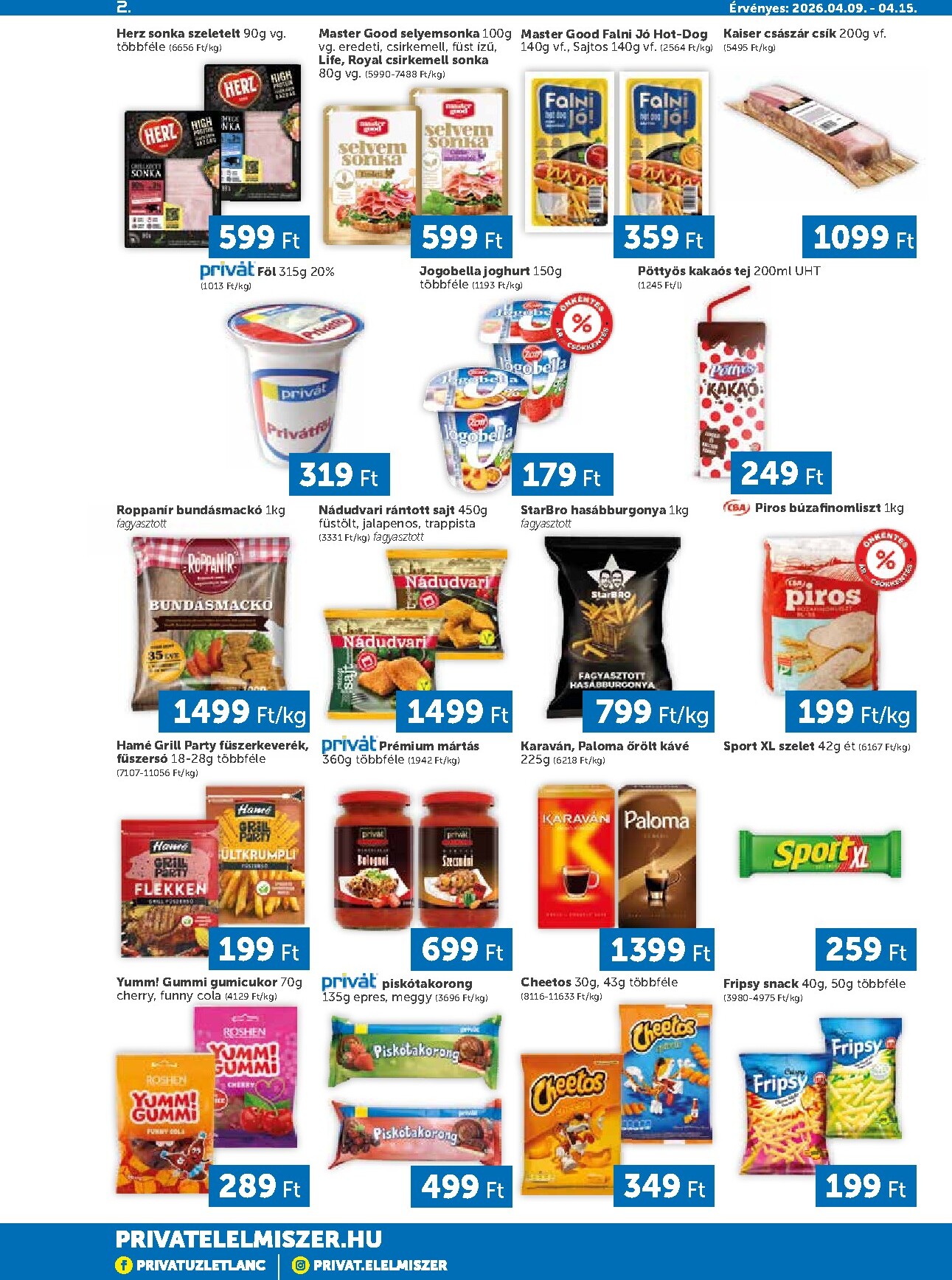 privat-elelmiszer - Aktuális Privát - Bács-Kiskun, Békés, Csongrád-Csanád, Tolna, Baranya, Somogy vármegye szórólap érvényes csütörtöktől 2026.04.09.-től szerdától 2026.04.15.-ig - page: 2