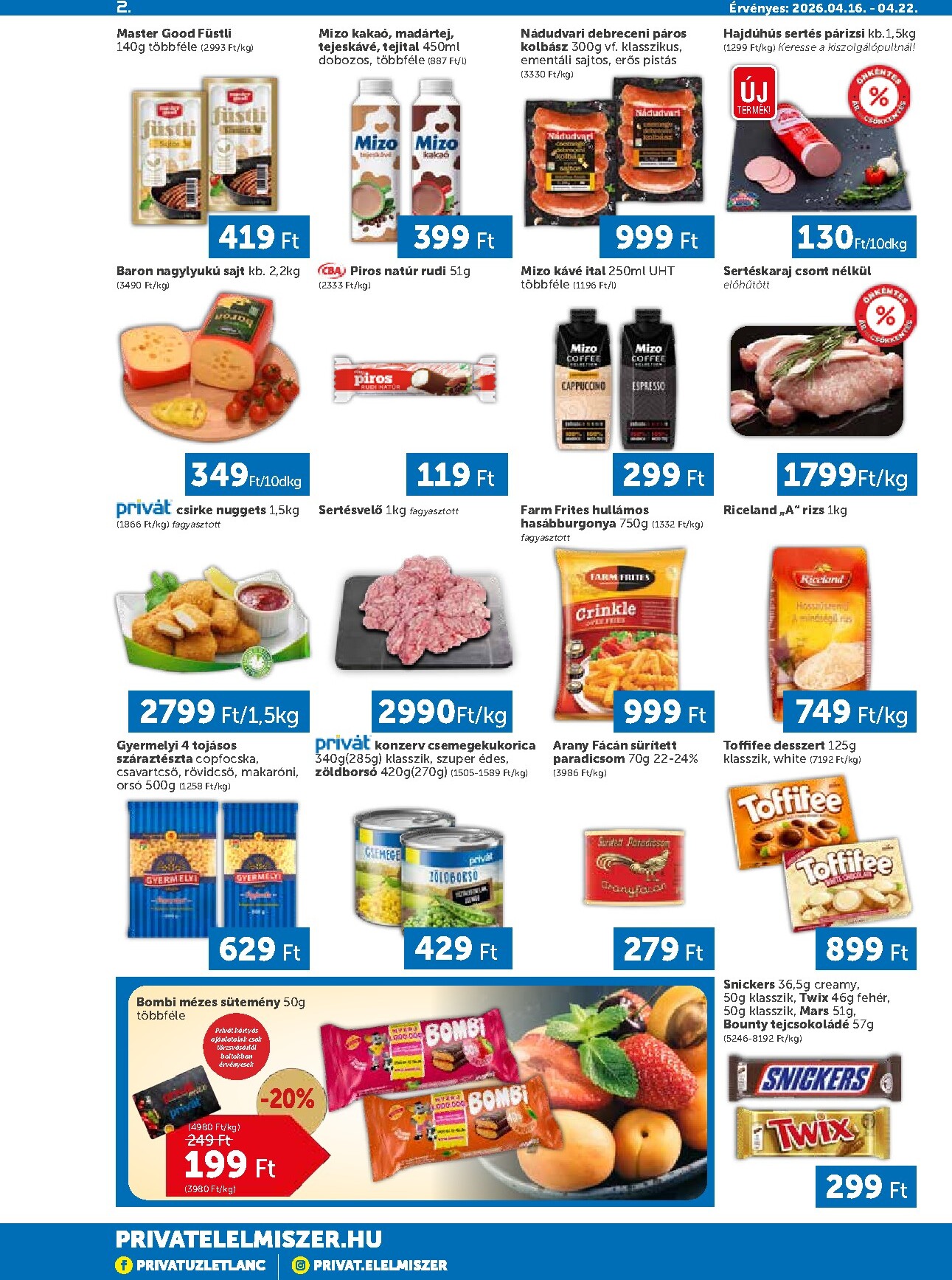 privat-elelmiszer - A jövőbeli Privát - Bács-Kiskun, Békés, Csongrád-Csanád, Tolna, Baranya, Somogy vármegye akciós újság csütörtöktől 2026.04.16.-tól szerdától 2026.04.22.-ig érvényes. - page: 2
