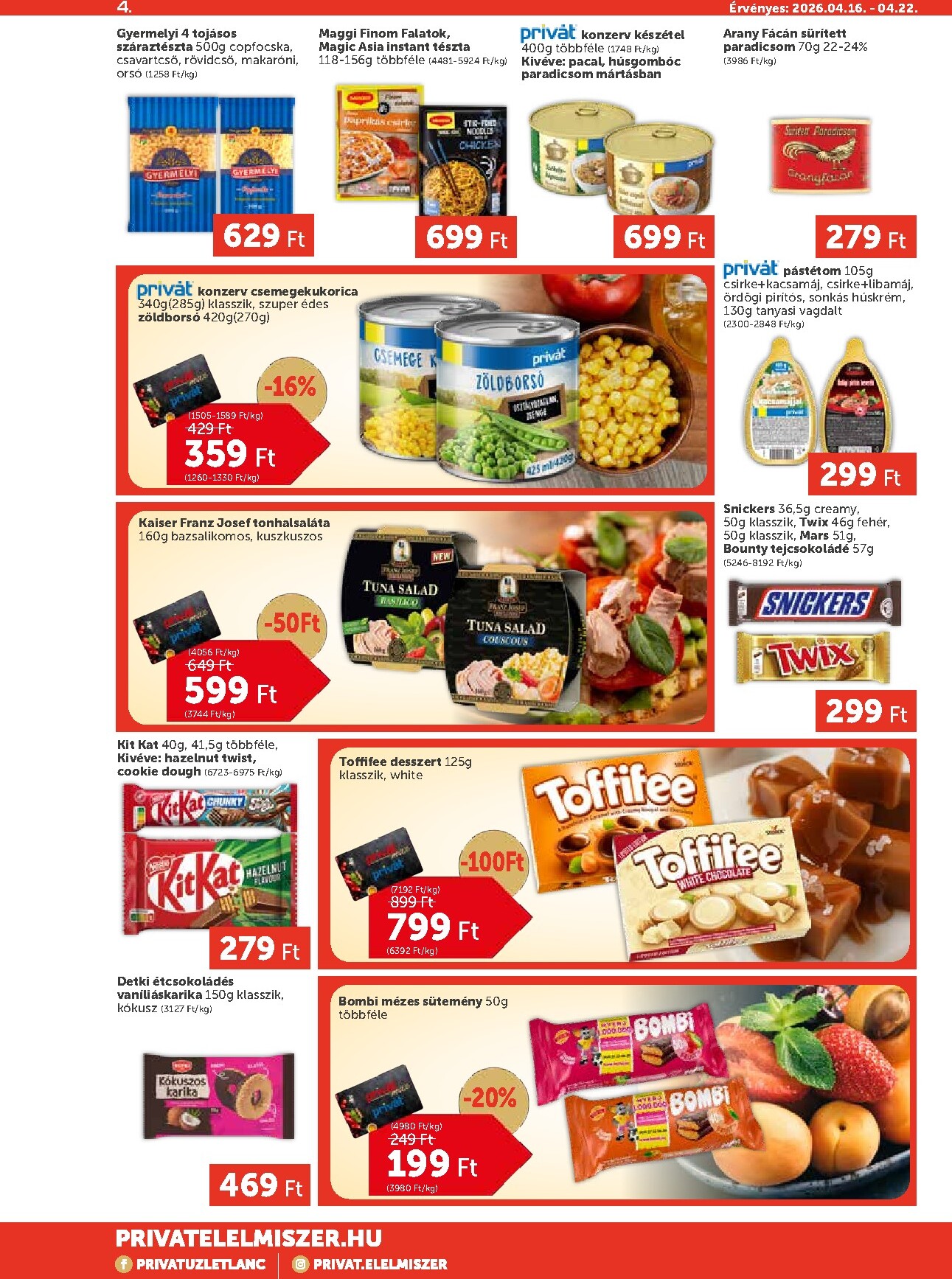 privat-elelmiszer - A jövőbeli Privát Max akciós újság csütörtöktől 2026.04.16.-tól szerdától 2026.04.22.-ig érvényes. - page: 4