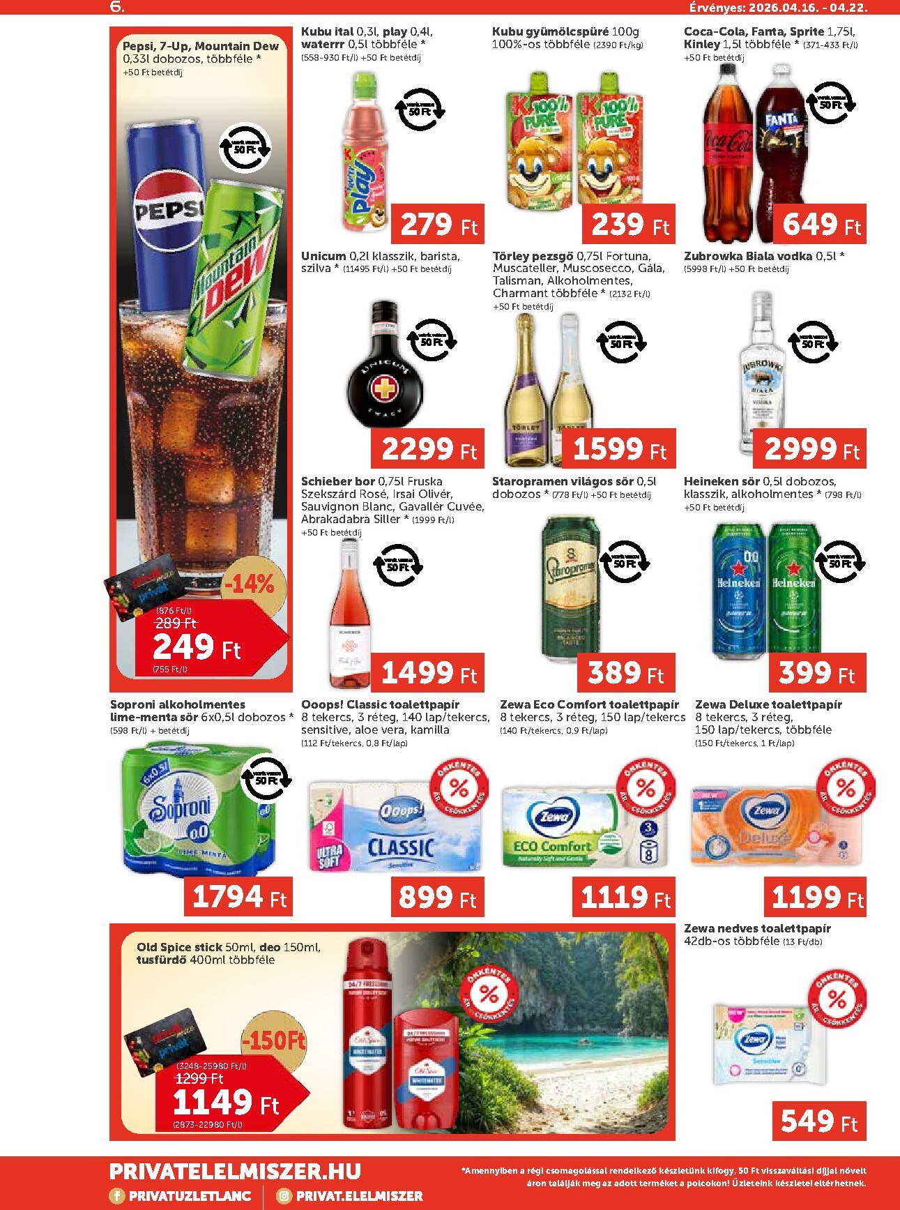 privat-elelmiszer - A jövőbeli Privát Max akciós újság csütörtöktől 2026.04.16.-tól szerdától 2026.04.22.-ig érvényes. - page: 6
