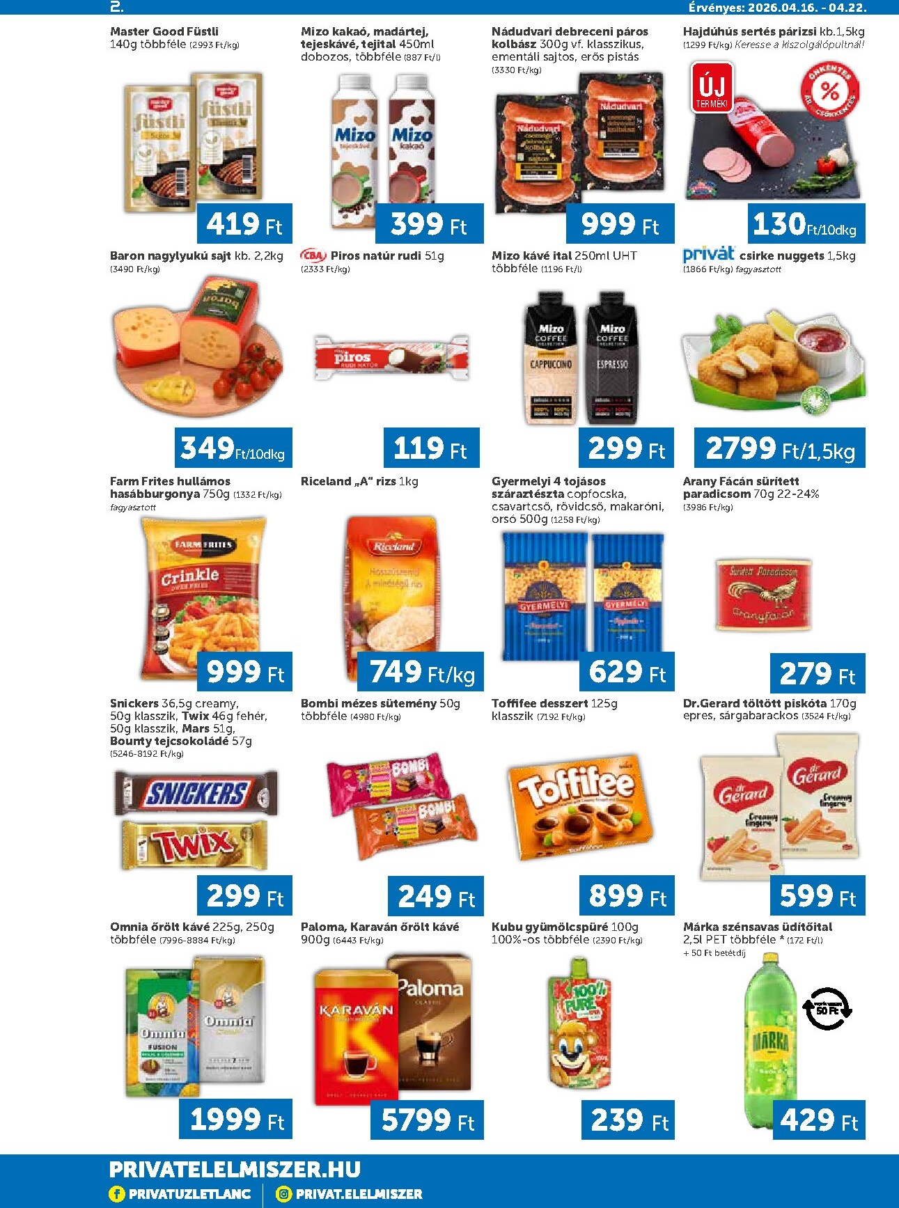 privat-elelmiszer - A jövőbeli Privát akciós újság csütörtöktől 2026.04.16.-tól szerdától 2026.04.22.-ig érvényes. - page: 2
