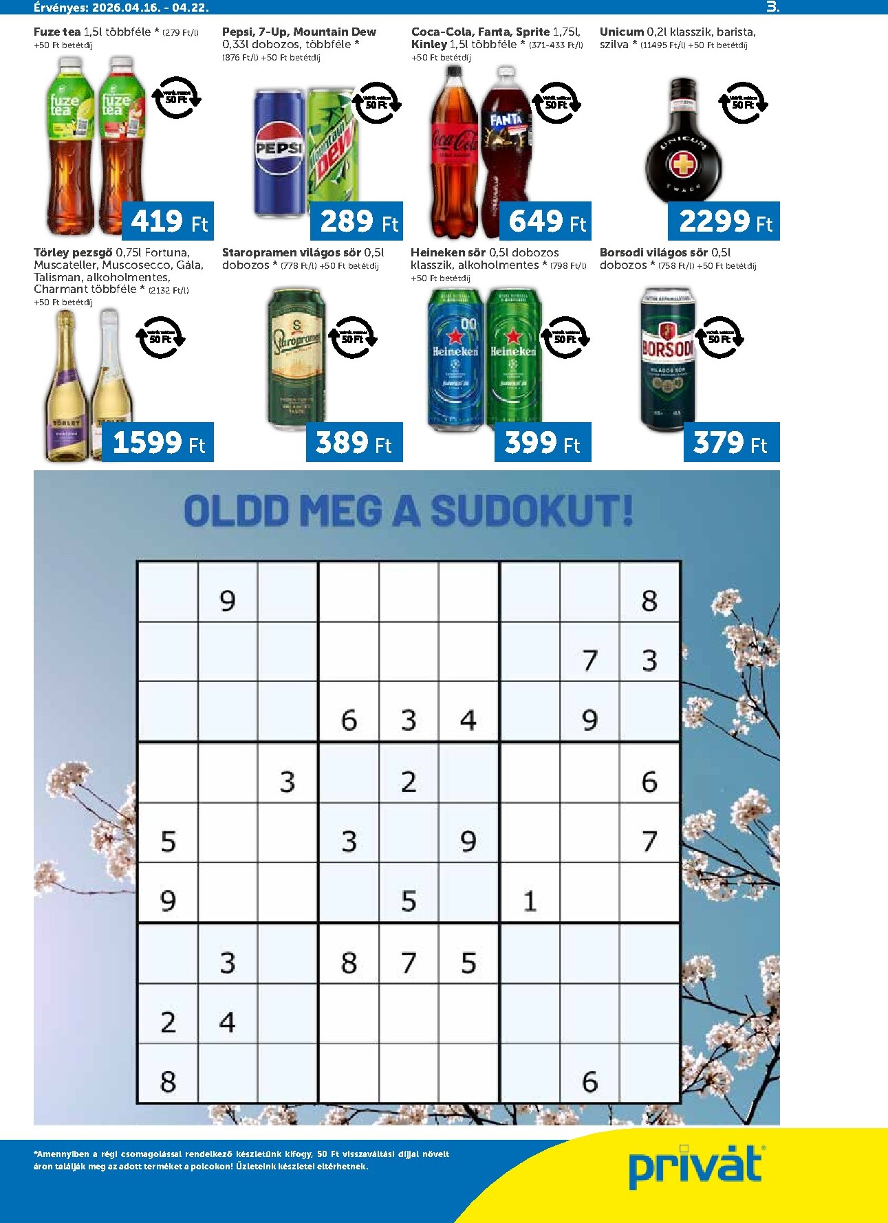privat-elelmiszer - A jövőbeli Privát akciós újság csütörtöktől 2026.04.16.-tól szerdától 2026.04.22.-ig érvényes. - page: 3