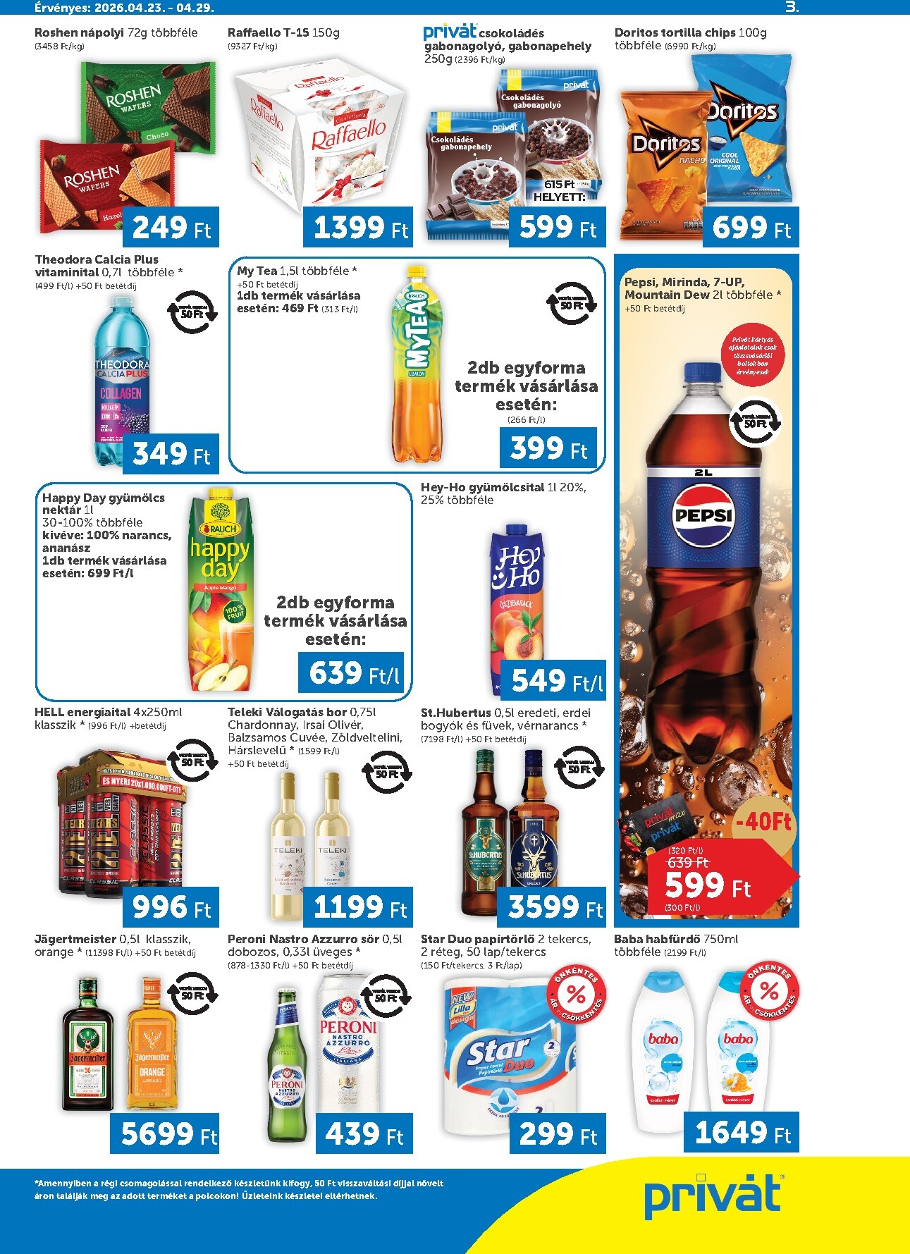 privat-elelmiszer - A jövőbeli Privát akciós újság csütörtöktől 2026.04.23.-tól szerdától 2026.04.29.-ig érvényes. - page: 3