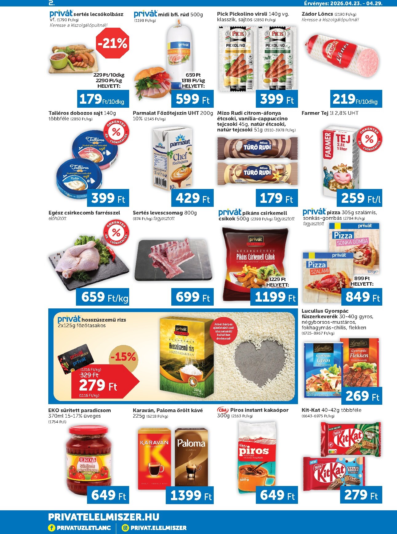privat-elelmiszer - A jövőbeli Privát akciós újság csütörtöktől 2026.04.23.-tól szerdától 2026.04.29.-ig érvényes. - page: 2