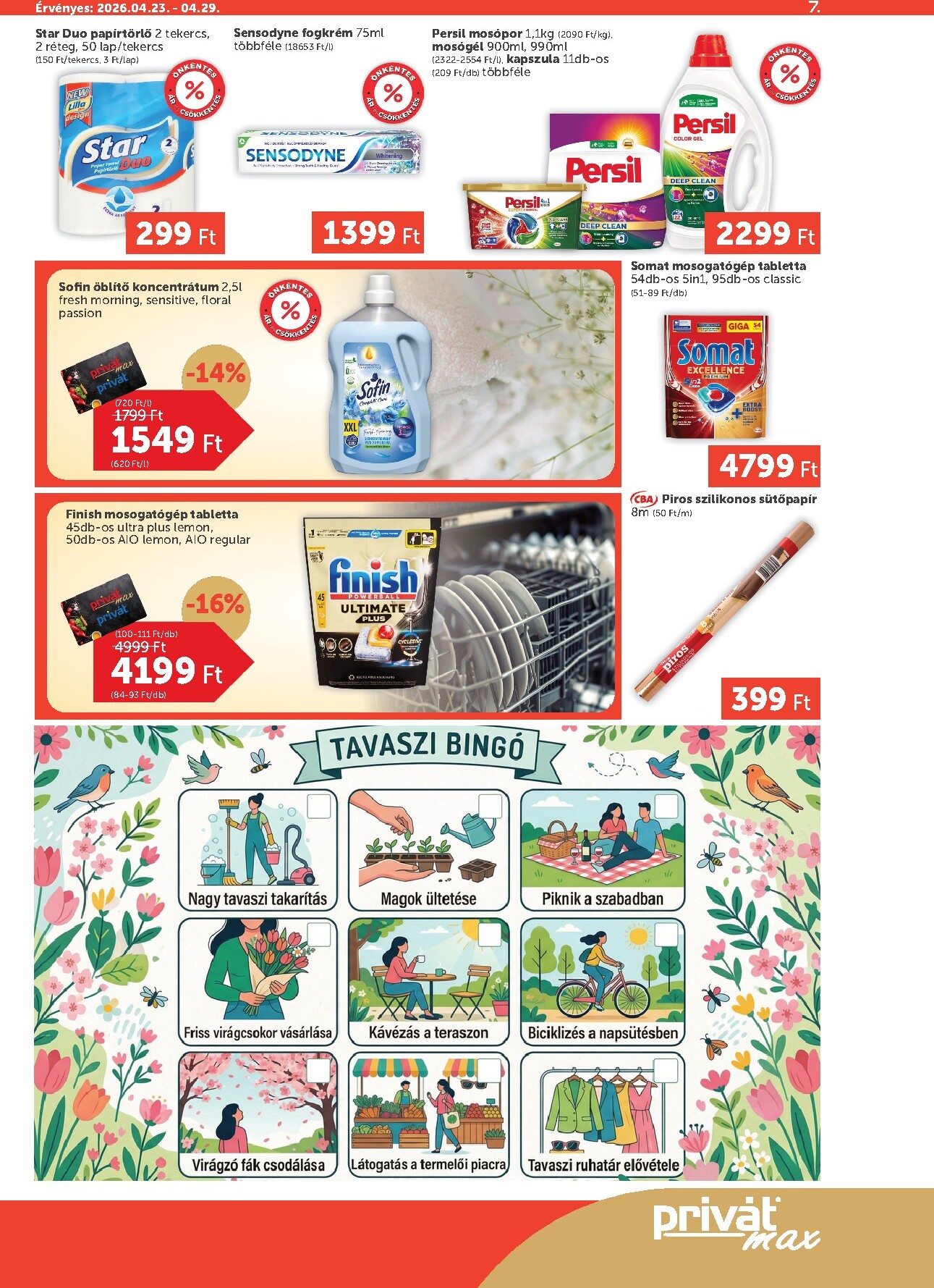 privat-elelmiszer - A jövőbeli Privát Max akciós újság csütörtöktől 2026.04.23.-tól szerdától 2026.04.29.-ig érvényes. - page: 7