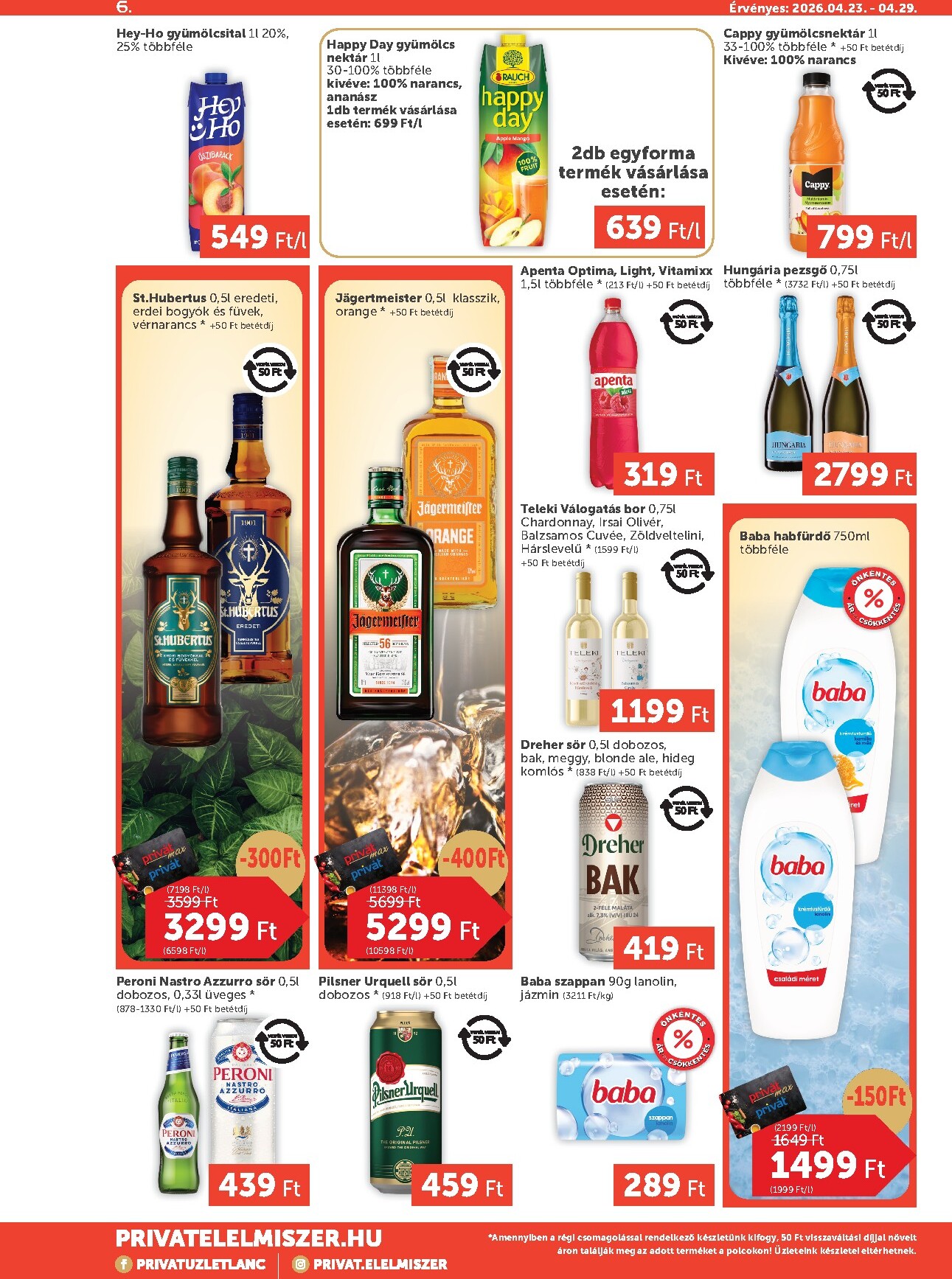 privat-elelmiszer - A jövőbeli Privát Max akciós újság csütörtöktől 2026.04.23.-tól szerdától 2026.04.29.-ig érvényes. - page: 6