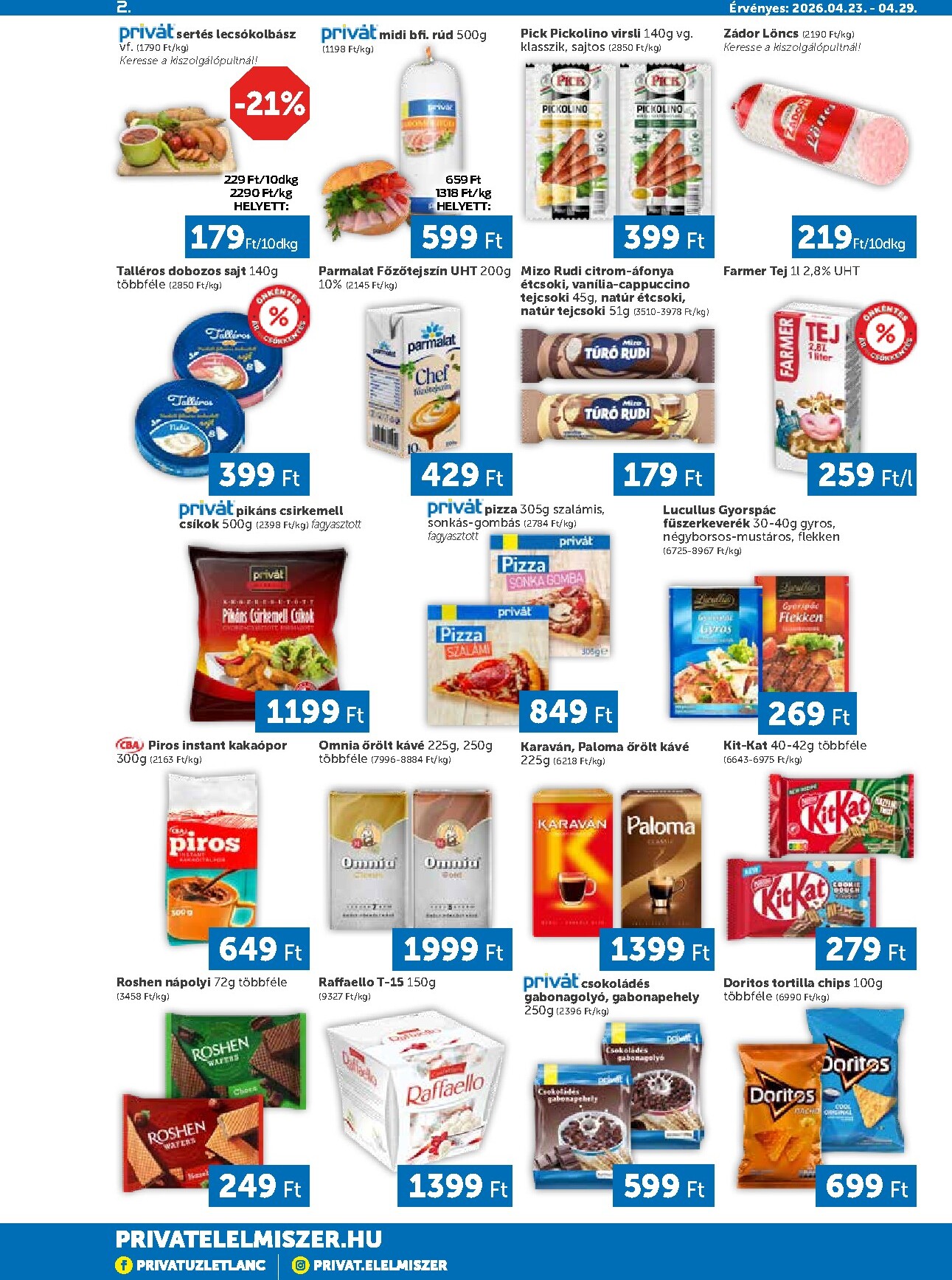 privat-elelmiszer - A jövőbeli Privát - Bács-Kiskun, Békés, Csongrád-Csanád, Tolna, Baranya, Somogy vármegye akciós újság csütörtöktől 2026.04.23.-tól szerdától 2026.04.29.-ig érvényes. - page: 2