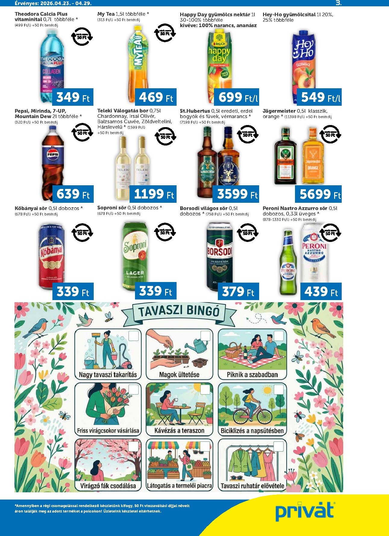 privat-elelmiszer - A jövőbeli Privát - Bács-Kiskun, Békés, Csongrád-Csanád, Tolna, Baranya, Somogy vármegye akciós újság csütörtöktől 2026.04.23.-tól szerdától 2026.04.29.-ig érvényes. - page: 3