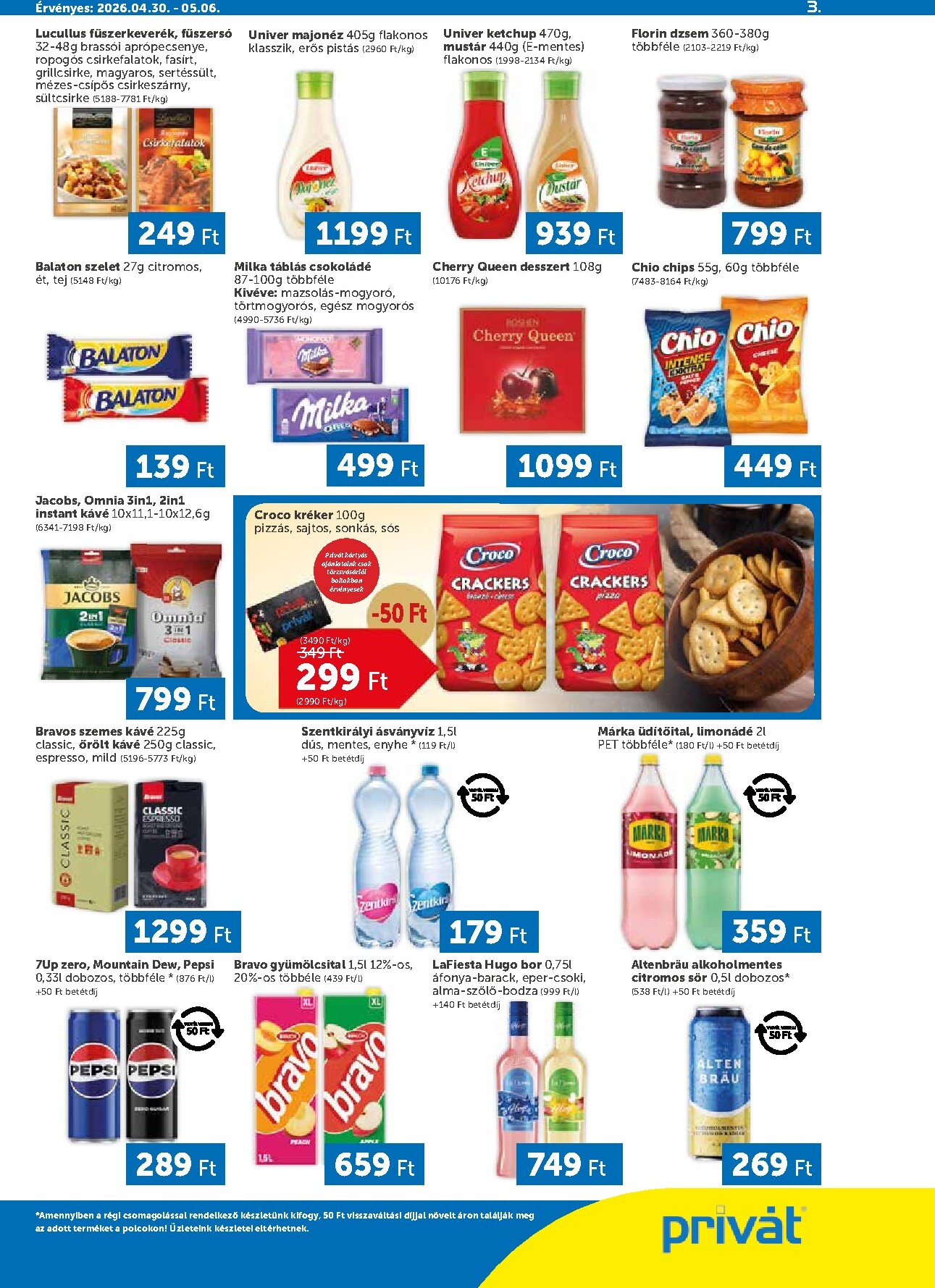 privat-elelmiszer - A jövőbeli Privát akciós újság csütörtöktől 2026.04.30.-tól szerdától 2026.05.06.-ig érvényes. - page: 3