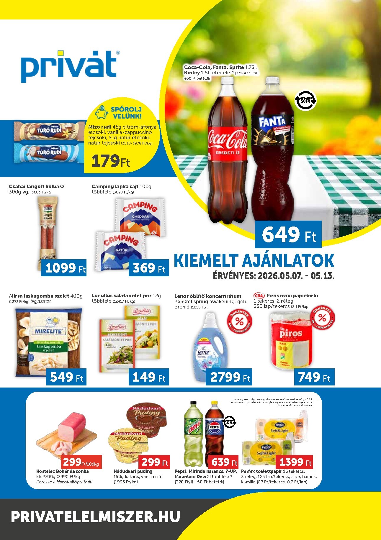 privat-elelmiszer - Aktuális Privát - Bács-Kiskun, Békés, Csongrád-Csanád, Tolna, Baranya, Somogy vármegye szórólap érvényes csütörtöktől 2026.05.07.-től szerdától 2026.05.13.-ig