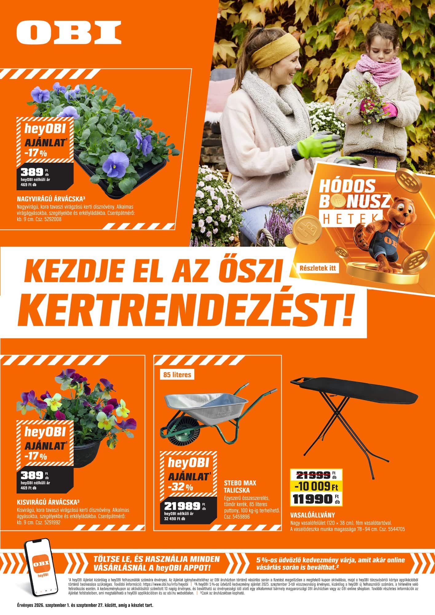 obi - Aktuális OBI szórólap érvényes keddtől 2026.09.01.-től vasárnaptól 2026.09.27.-ig - page: 1